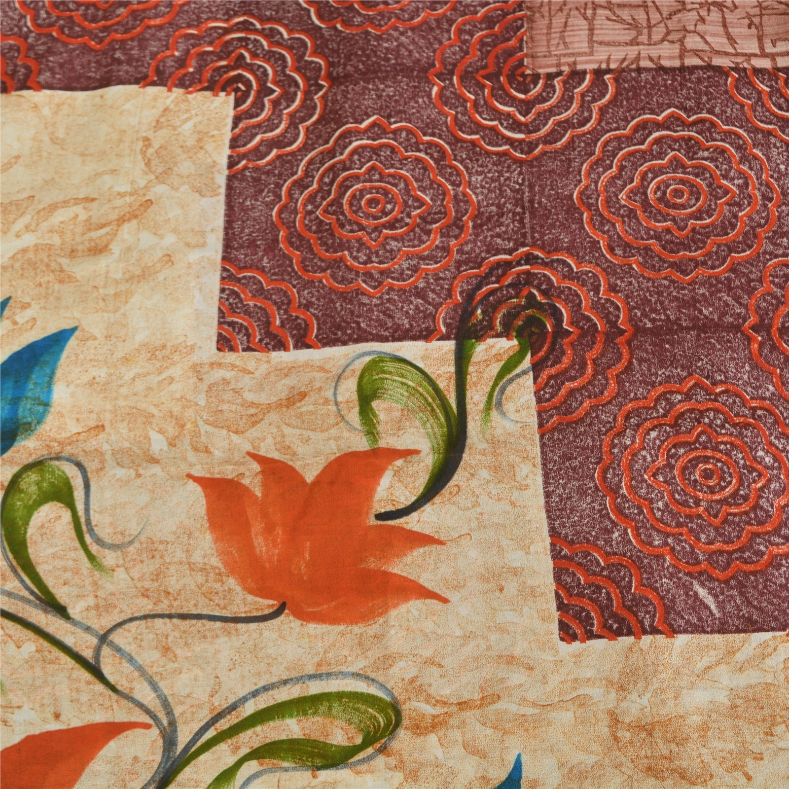 Sanskriti Vintage Saree Multicolor Pure Crepe Abstract Printed Sari 5+Yd Fabric