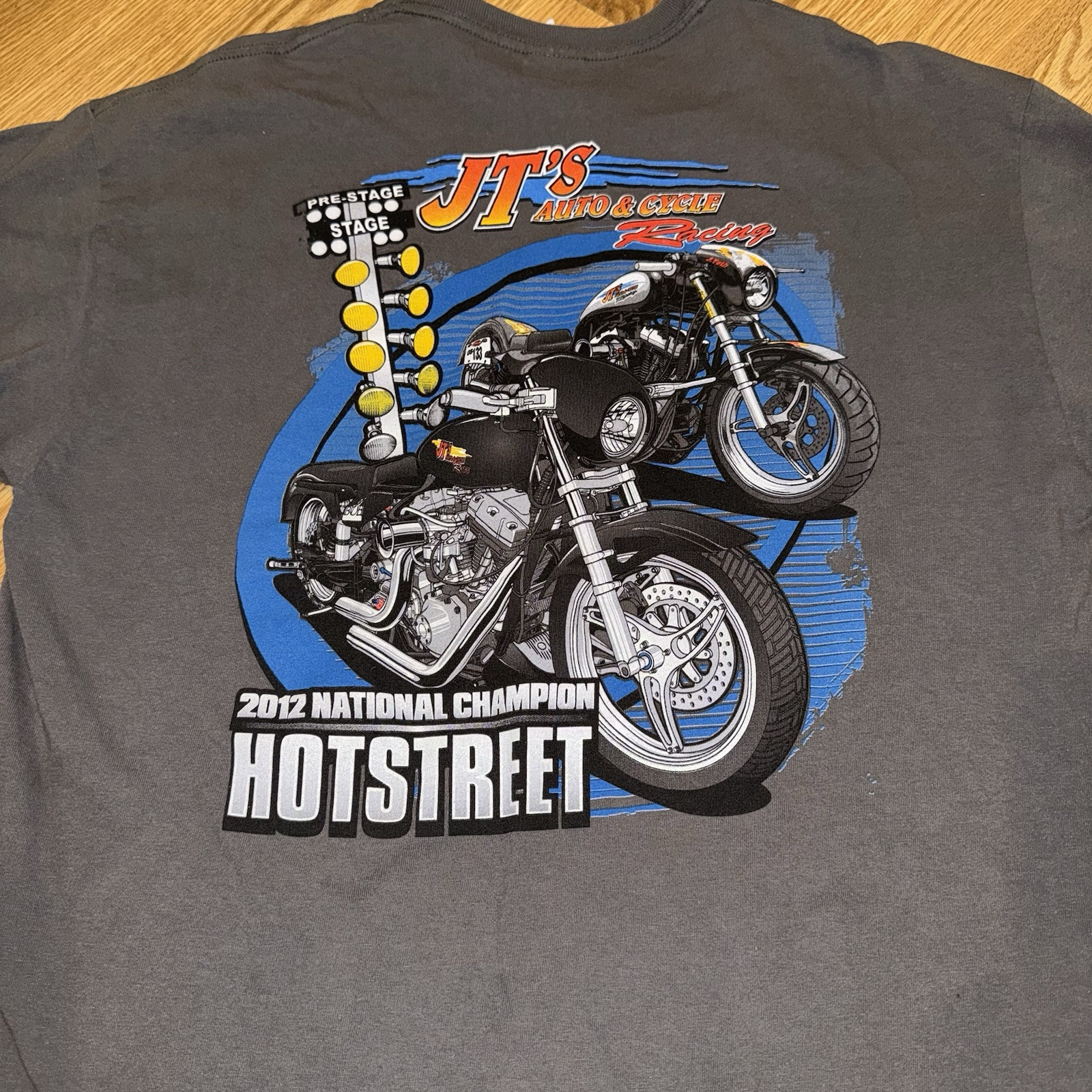 2012 JT’s Auto & Cycle Racing Hotstreet National Champs T Shirt Vintage Sz L
