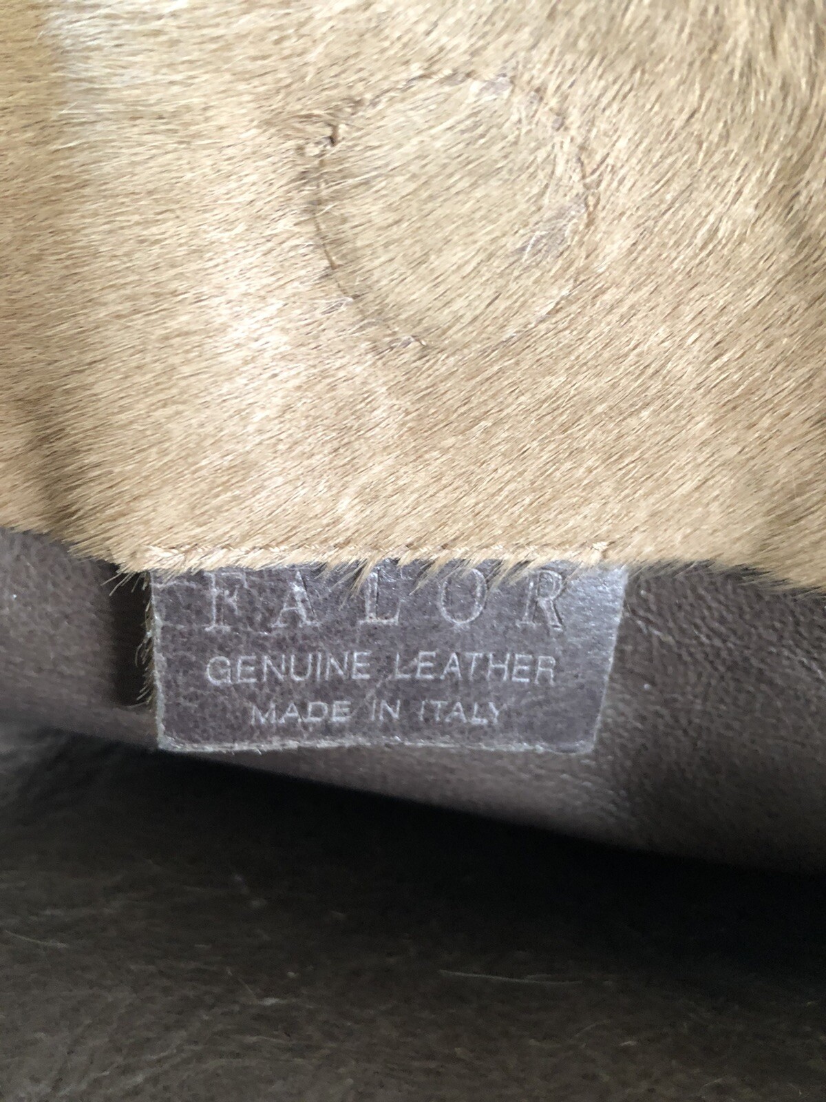 Vintage Falor Italy Tote Purse tan leather hyde tote with silver chain 15 X 14