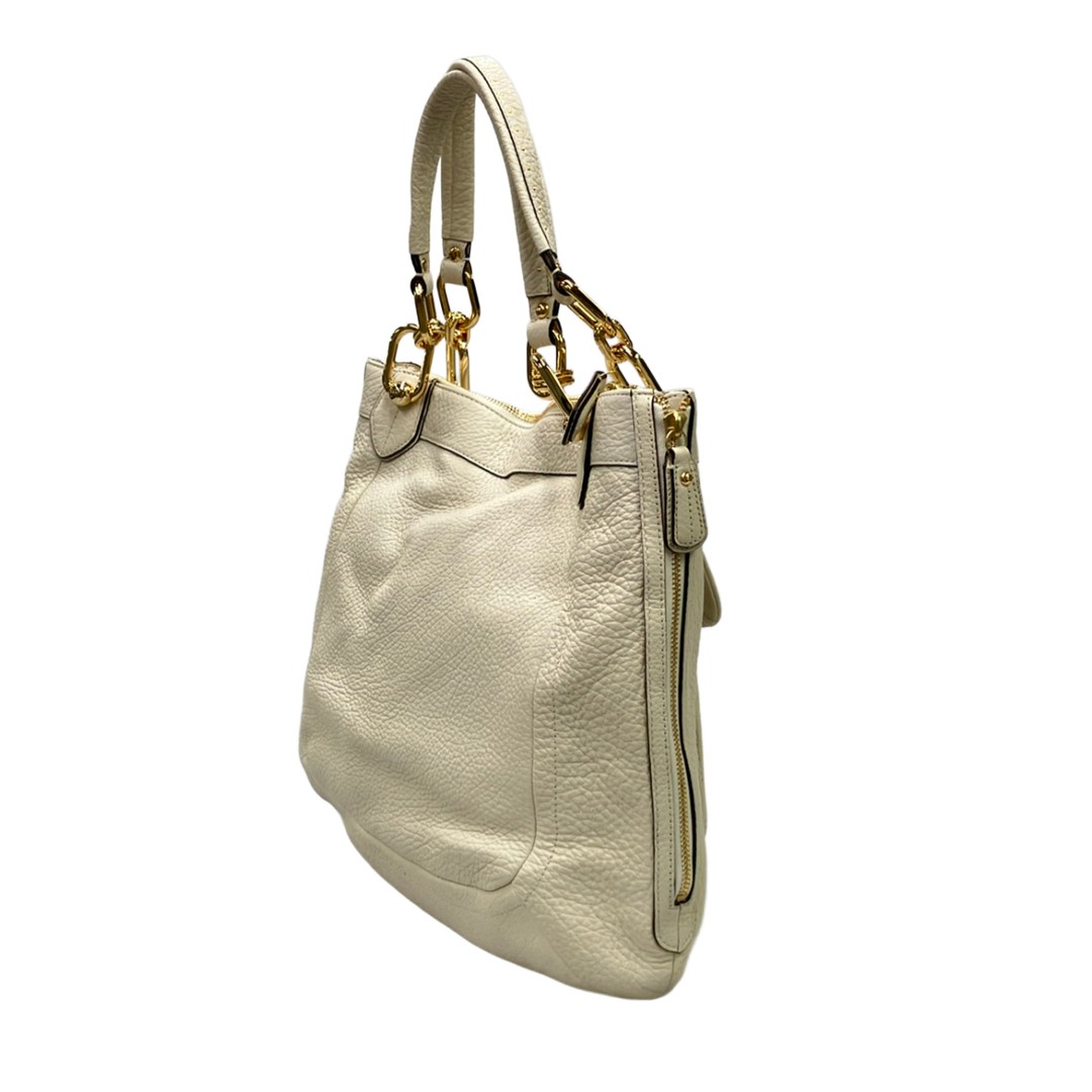 Coach Leather Tote Bag 18278 Beige Size: W:12.6 × H: 13.8 in.