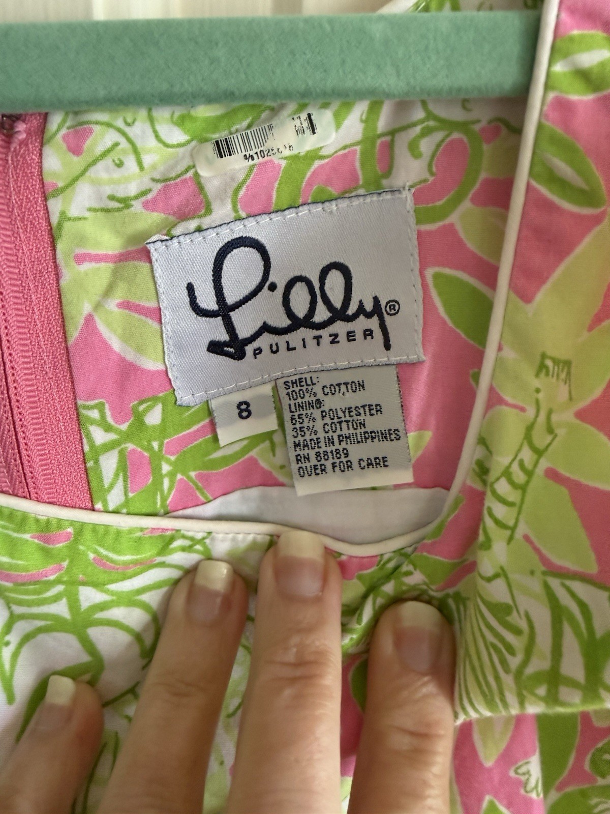 Lilly Pulitzer Shift Dress Womens 8 Pink Green Floral Sleeveless Square Neck