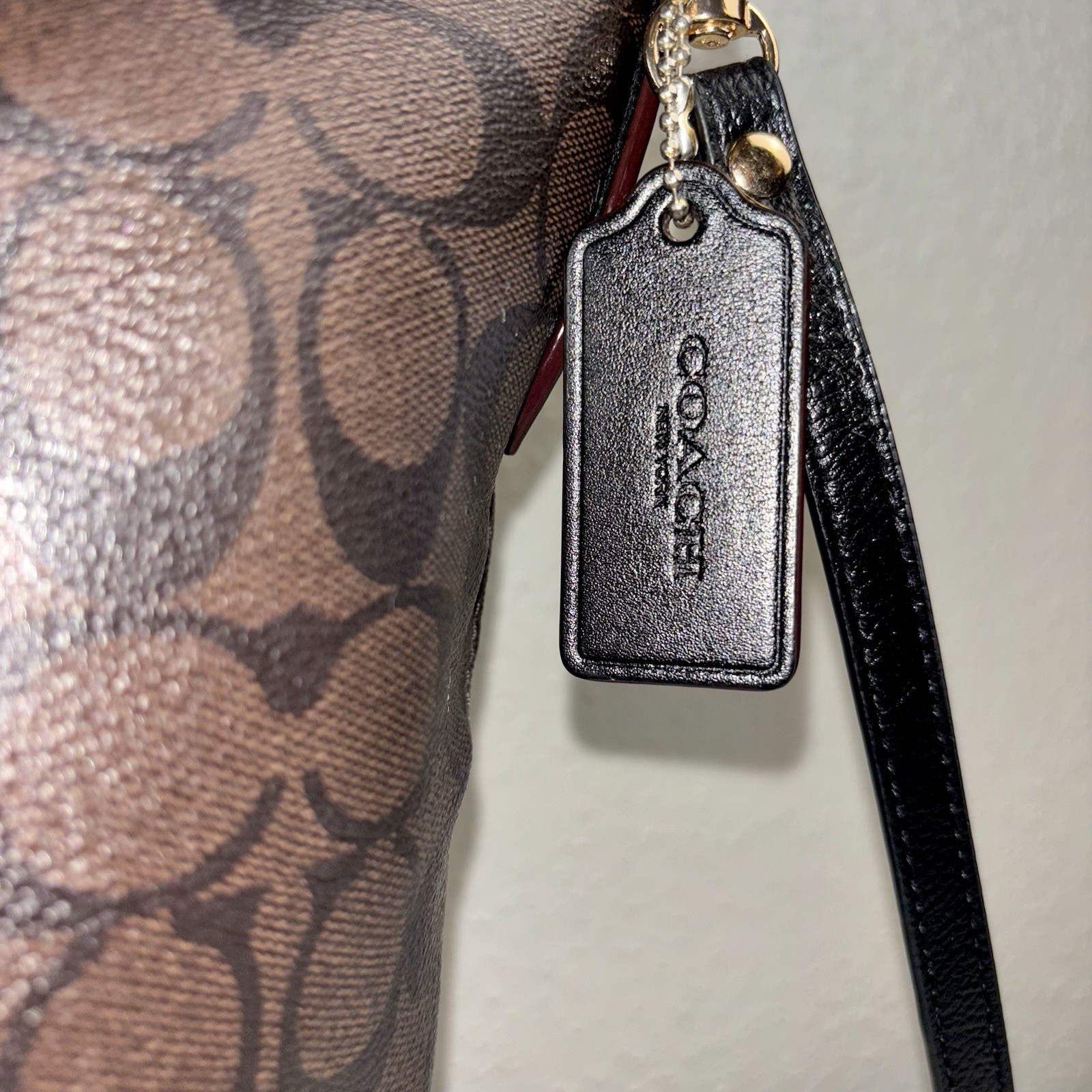 Coach Abby Duffle F31477 Signature Canvas Brown Black Crossbody Shoulder Bag