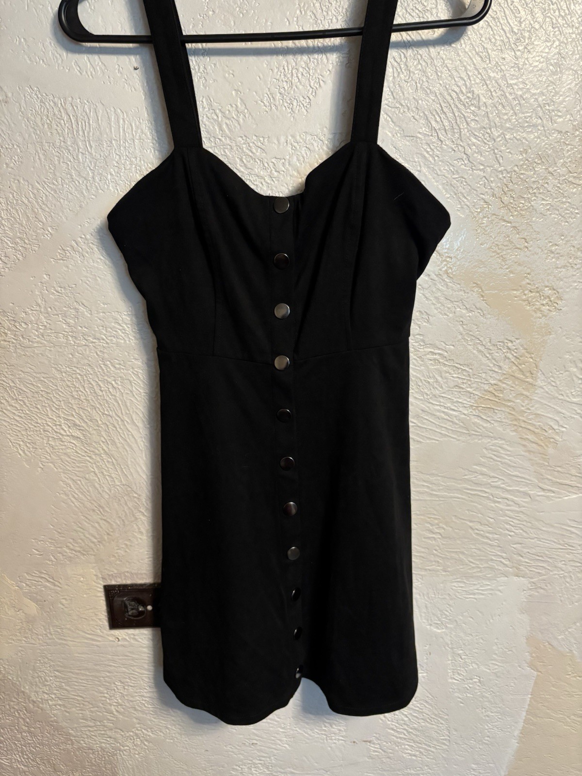 FOREVER 21 Black Solid Sundress Sweetheart Strappy Sleeveless Button-Front S