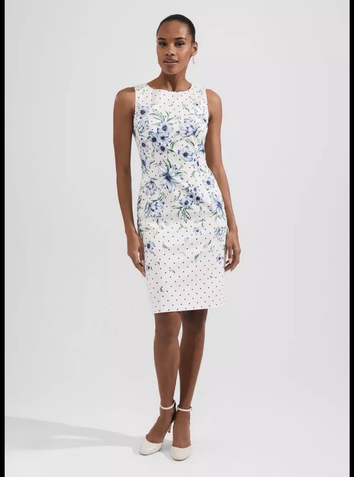 Hobbs Fiona Ivory Blue Multi Dress Size UK16 New with Imperfections RRP £149