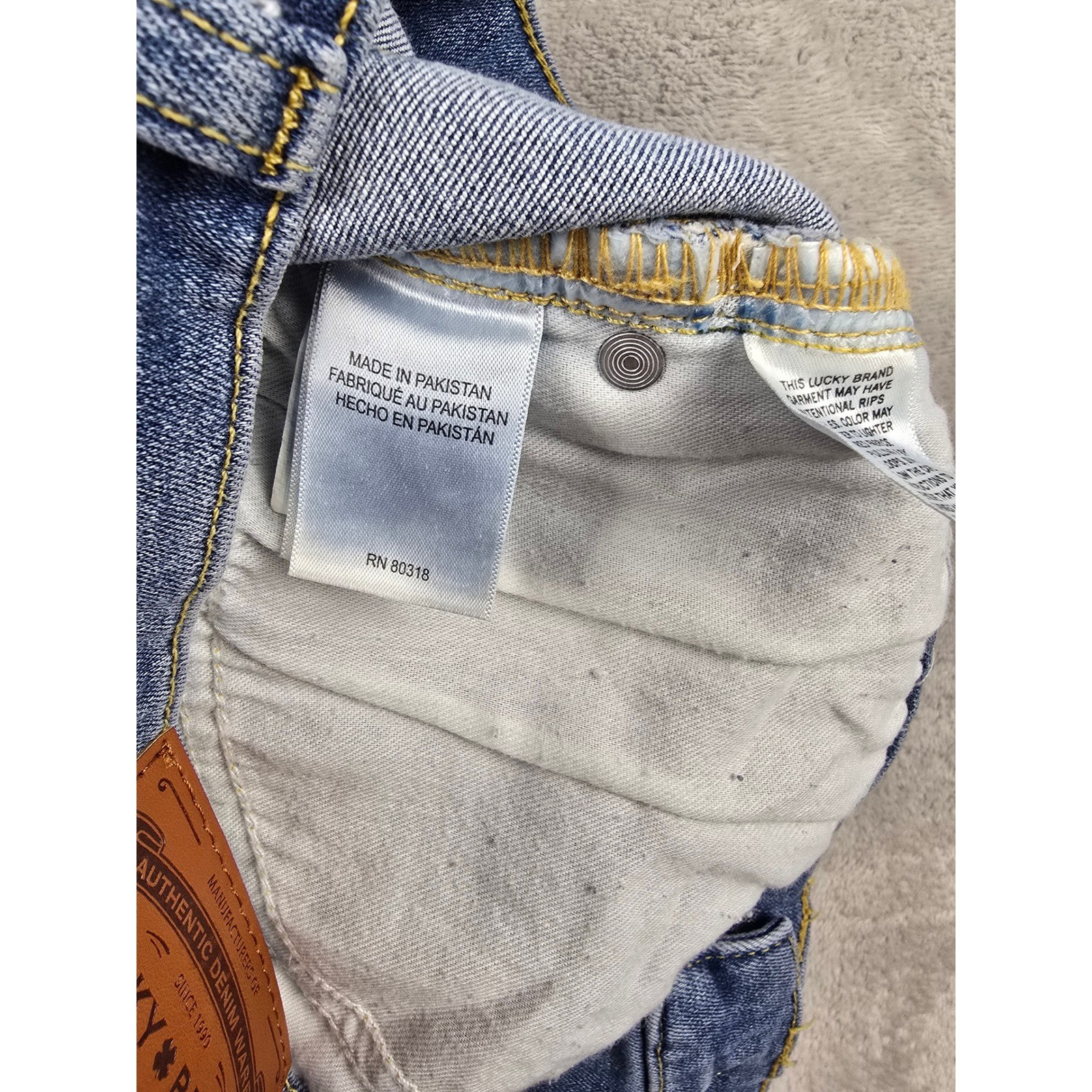 Lucky Brand 223 Straight Jeans Mens 32×32 Blue Denim Stretch Whiskered