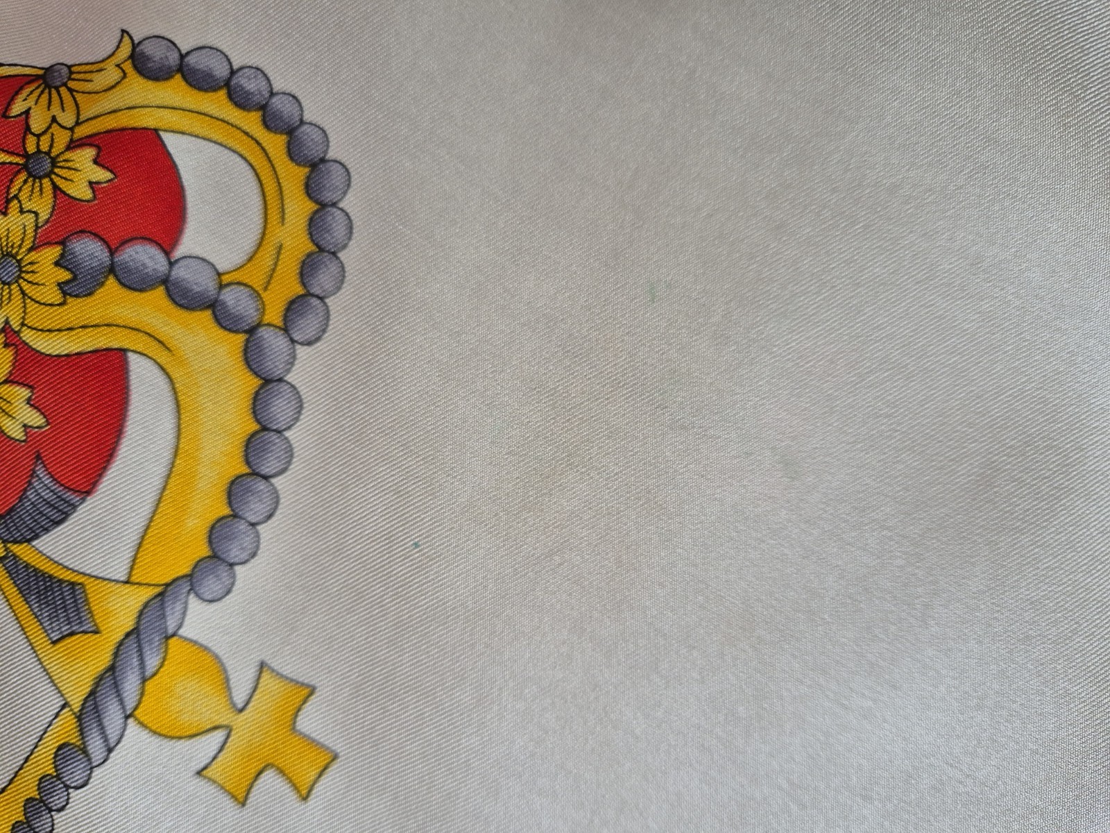 ESCADA 82cm Vintage Silk Square Scarf Family Crest Shield Cream Yellow Tassel
