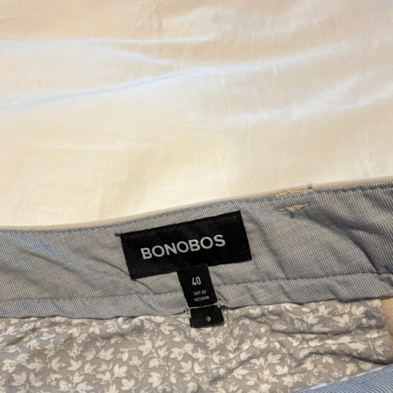 Bonobos Men’s Slim Chino Shorts Size 40 Beige Khaki 7” Inseam Flat Front