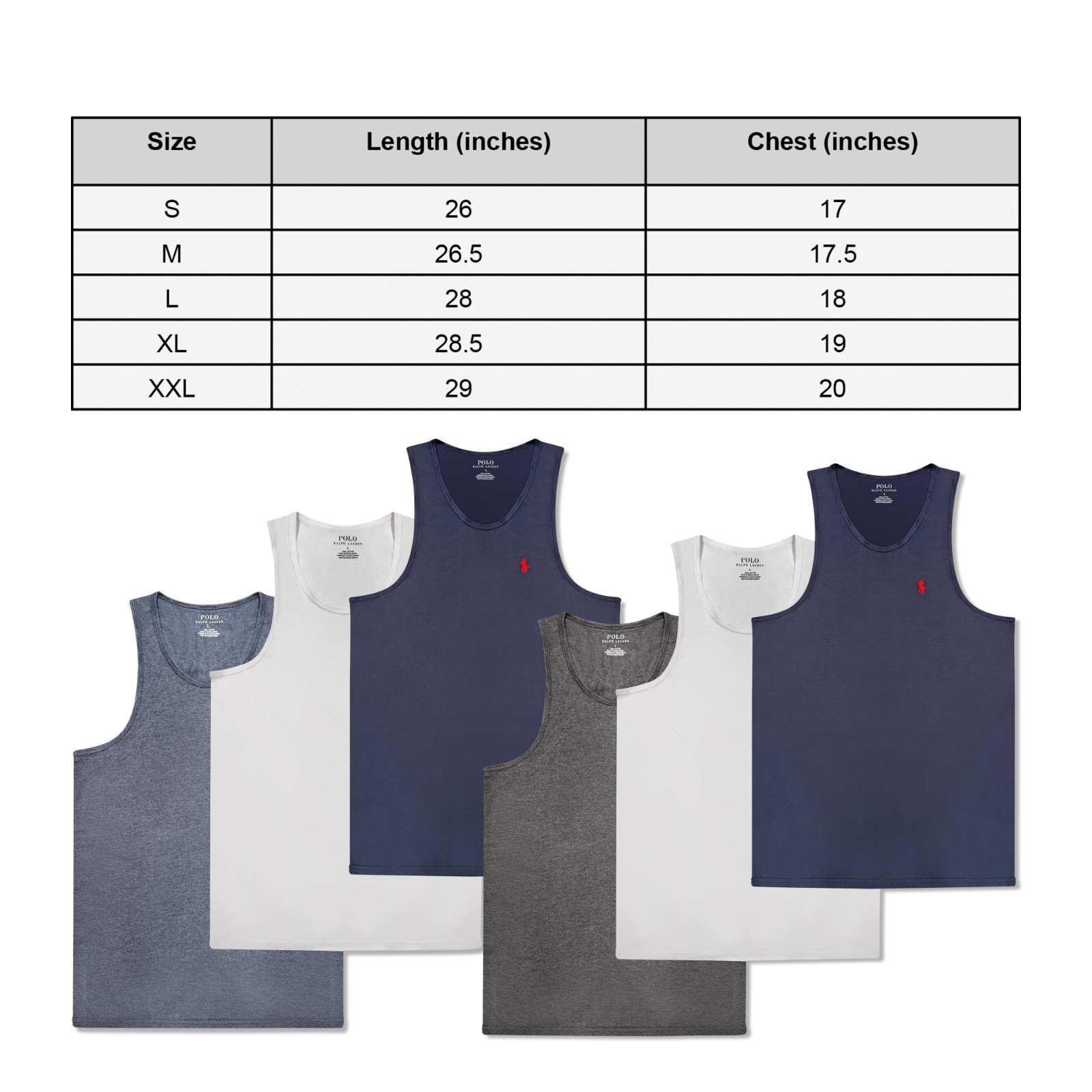Polo Ralph Lauren Men’s 3-Pack 100% Cotton Tank Tops Soft Classic Fit NWT