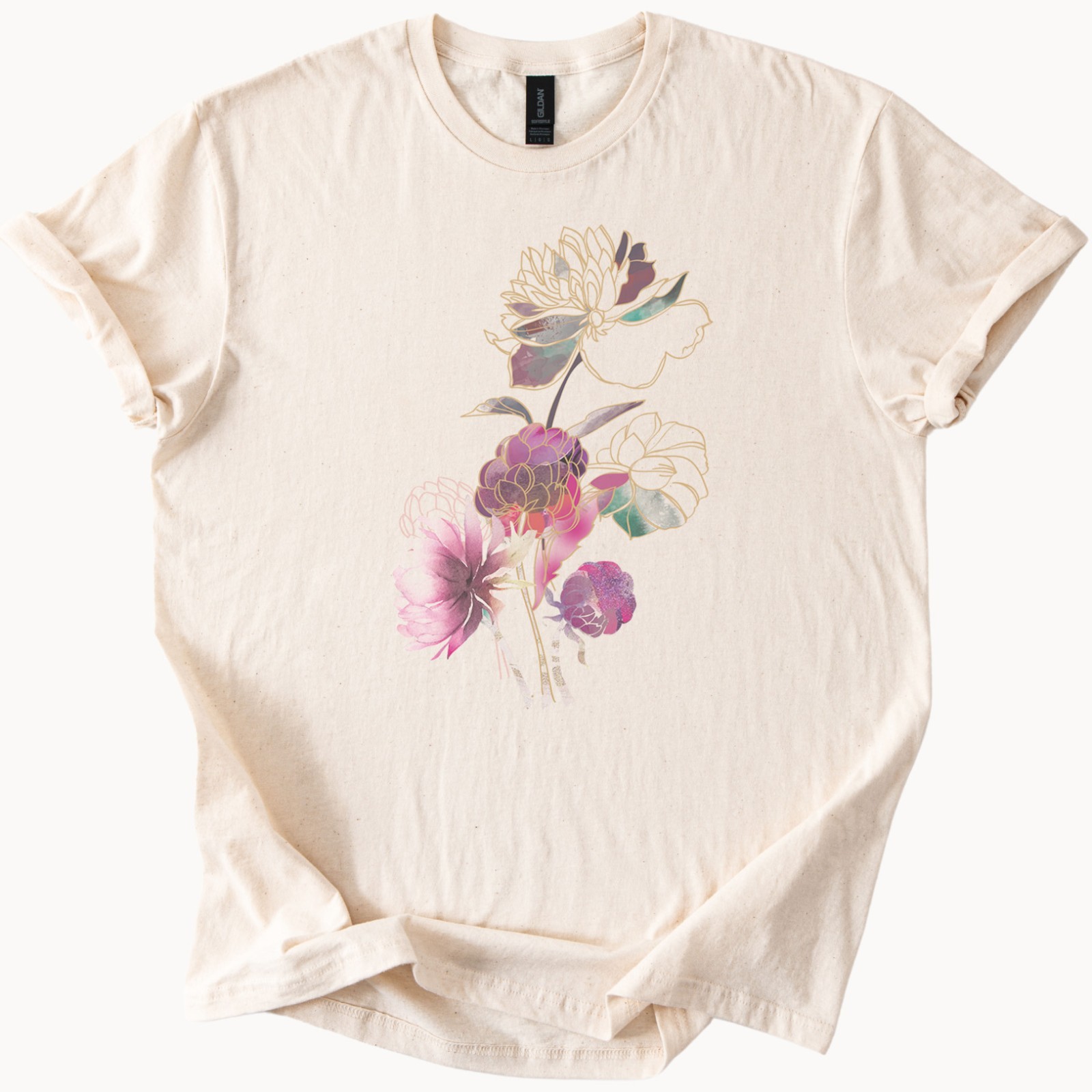 Neutral Floral Watercolor Shirt Minimal Flowers Graphic Botanical Art Tee Top