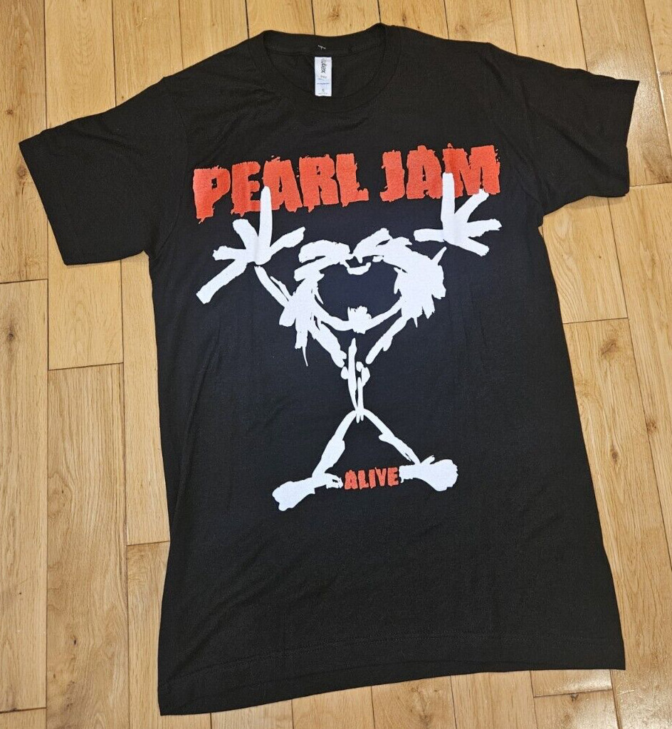 New PEARL JAM Alive Stickman Set List 2 Sided Graphic Tee T-Shirt Mens Adult S