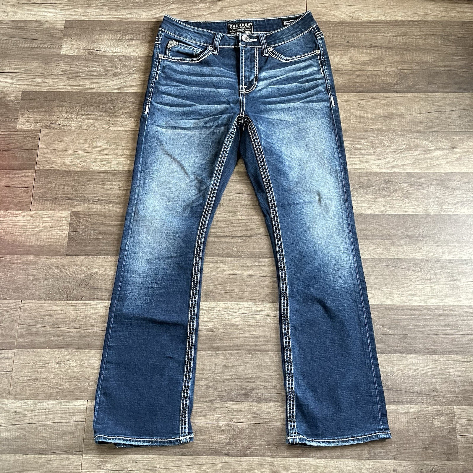 Salvage Riot Boot Athletic Fit Stretch Buckle Jeans Mens 30×30 Dark Blue NWOT