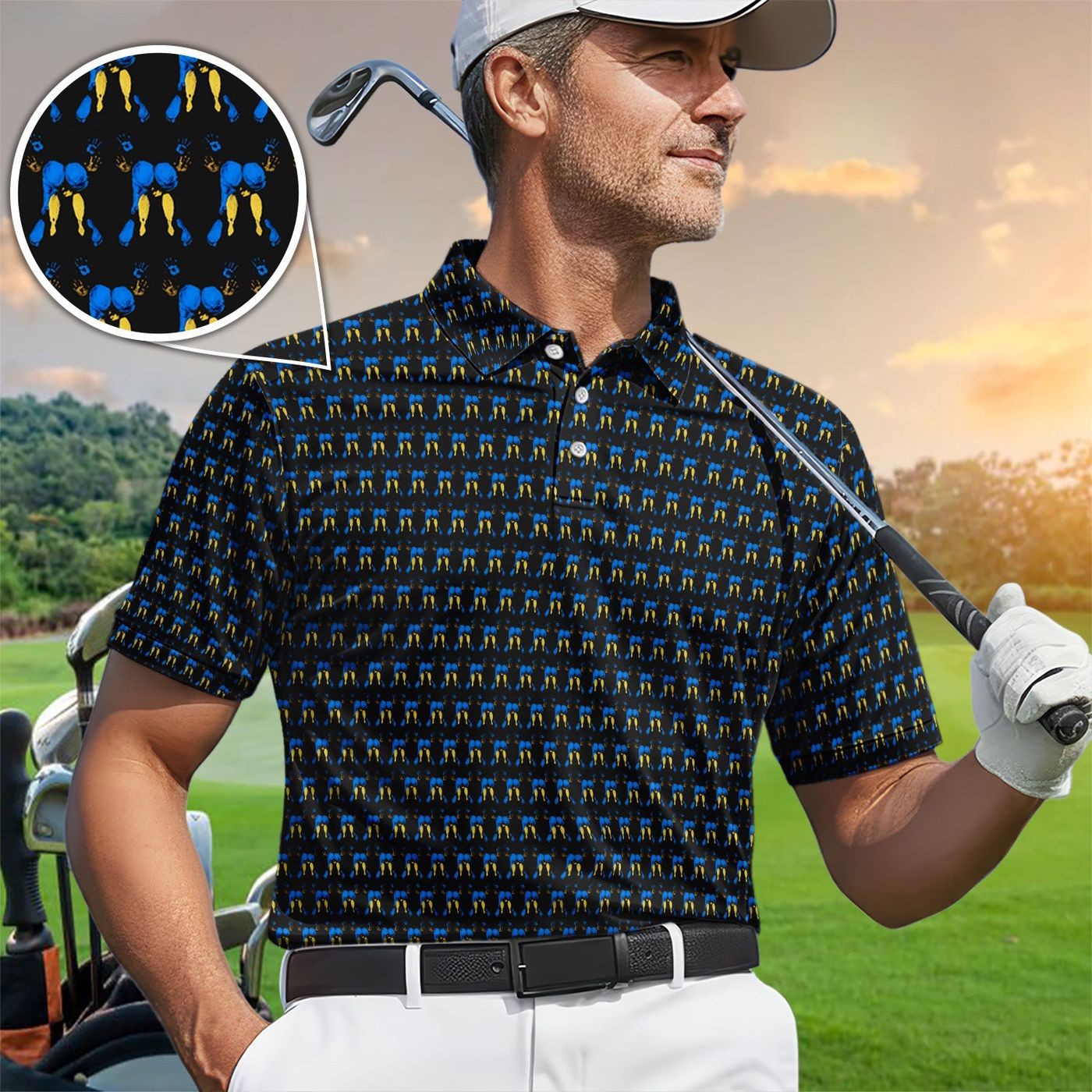 Abstract Footprint Golf Polo, Sexy Golf Shirt for Men, Golf Gift
