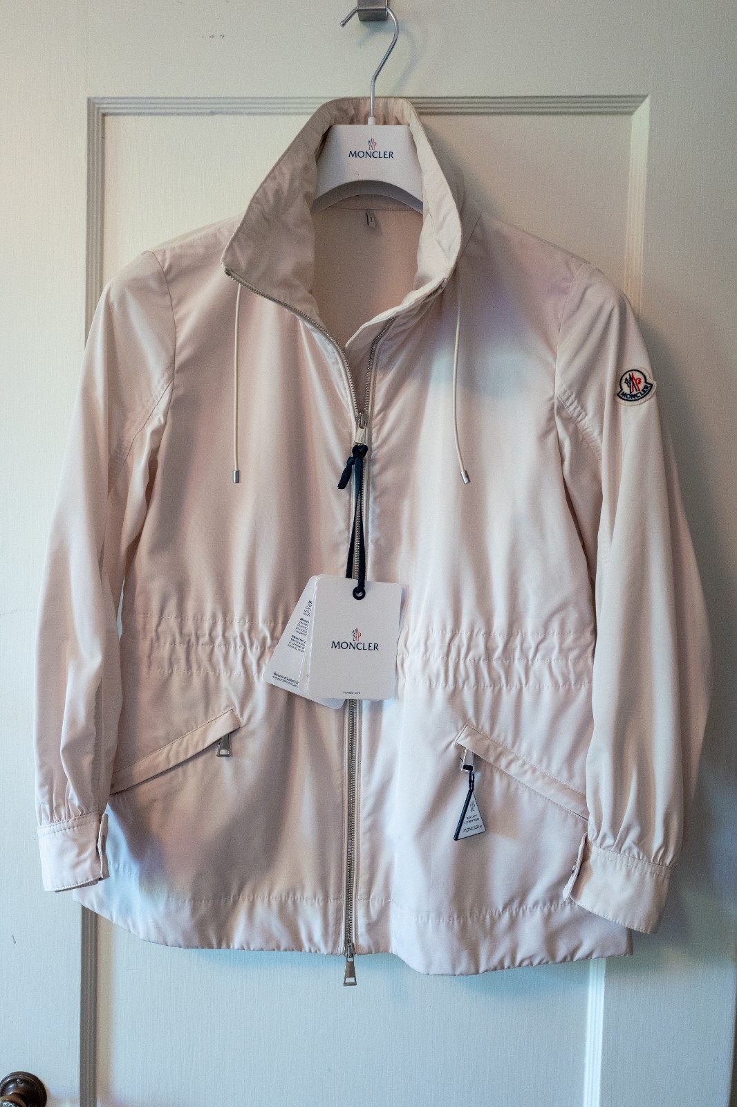 Moncler Enet Hooded Parka Jacket – Stone Beige Faille, Size 0 (XS)