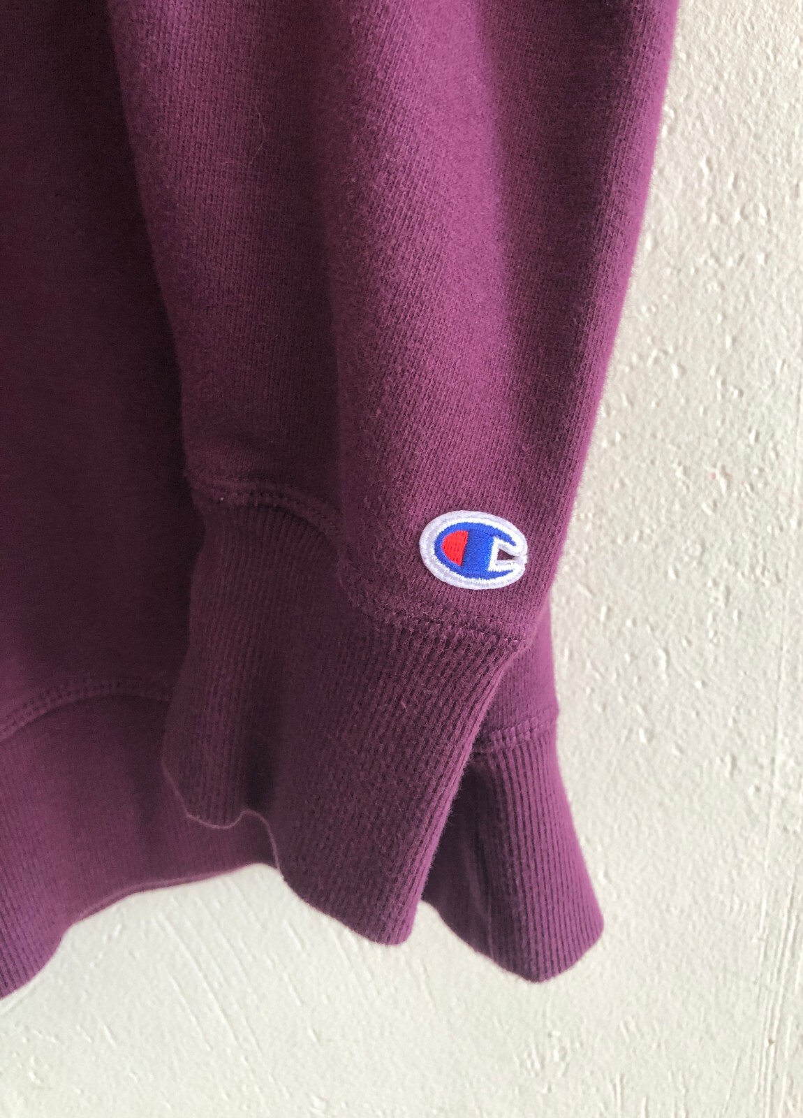 vtg Champion Mock Neck Sweatshirt Sz S Dark Magenta Cotton Blend Crop LOGO