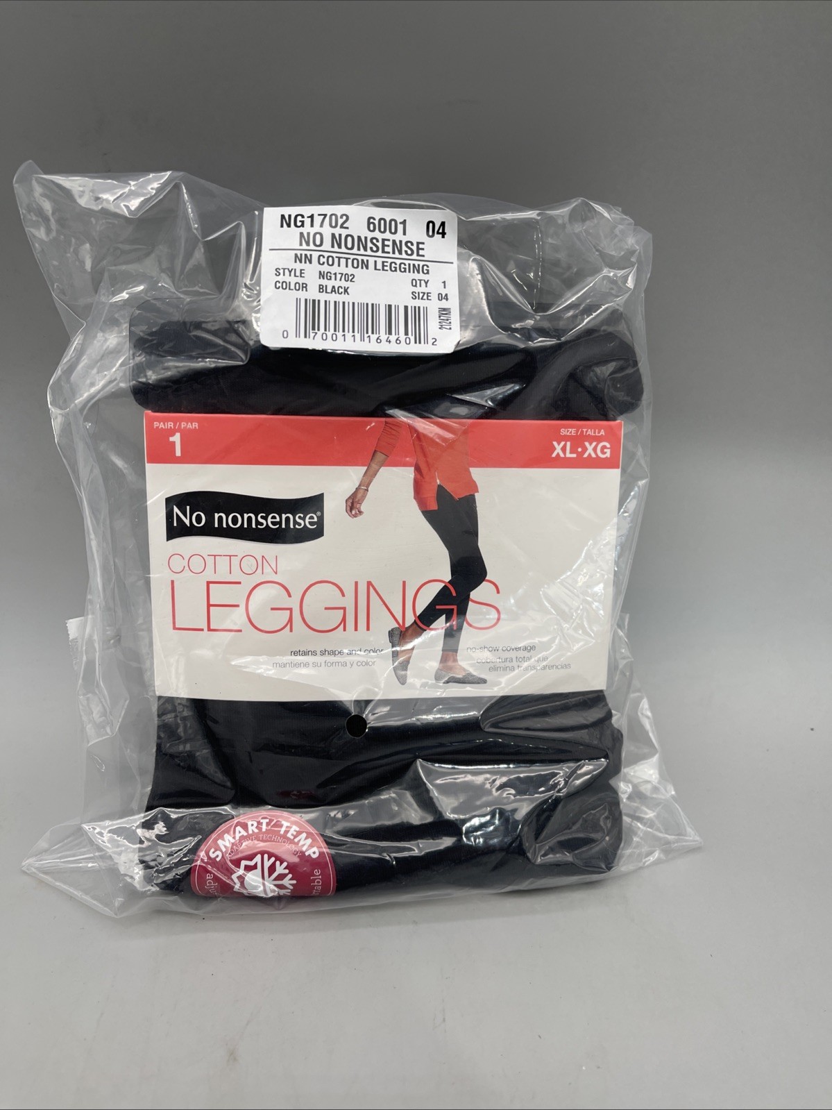 No Nonsense Woman’s Cotton Leggings Black XL Brand New