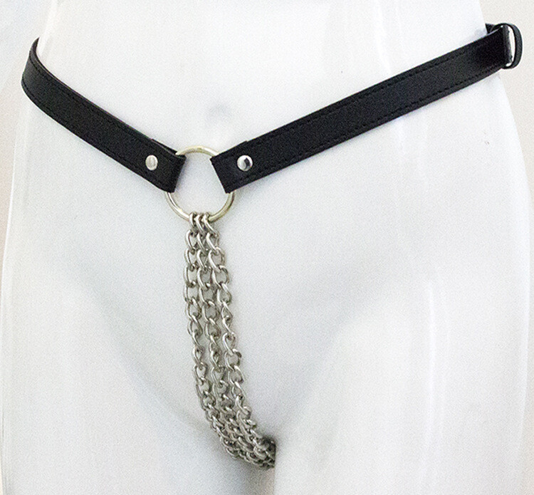 Female Soft PU Leather T-Thong Panties With Chain Underwear G-string Lingerie
