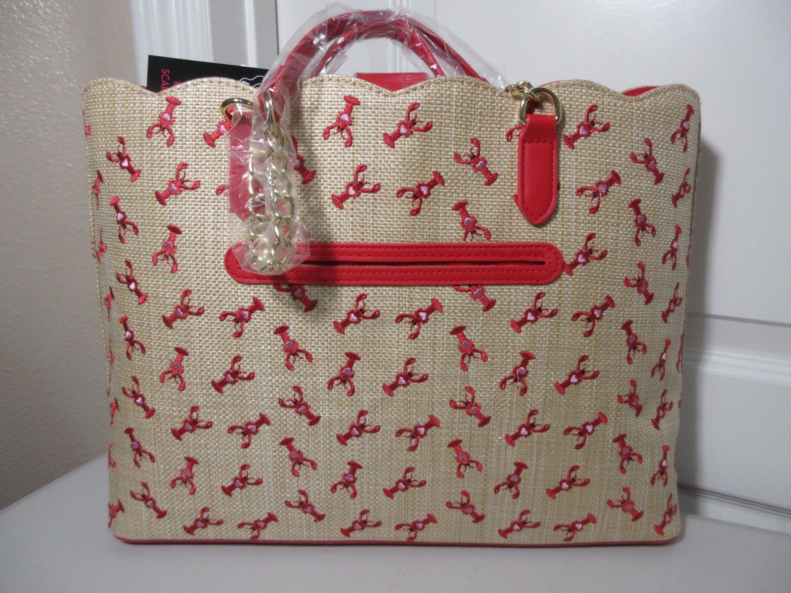 BETSY JOHNSON LOBSTER PRINT TOTE/SHOULDER BAG SCARF NWT