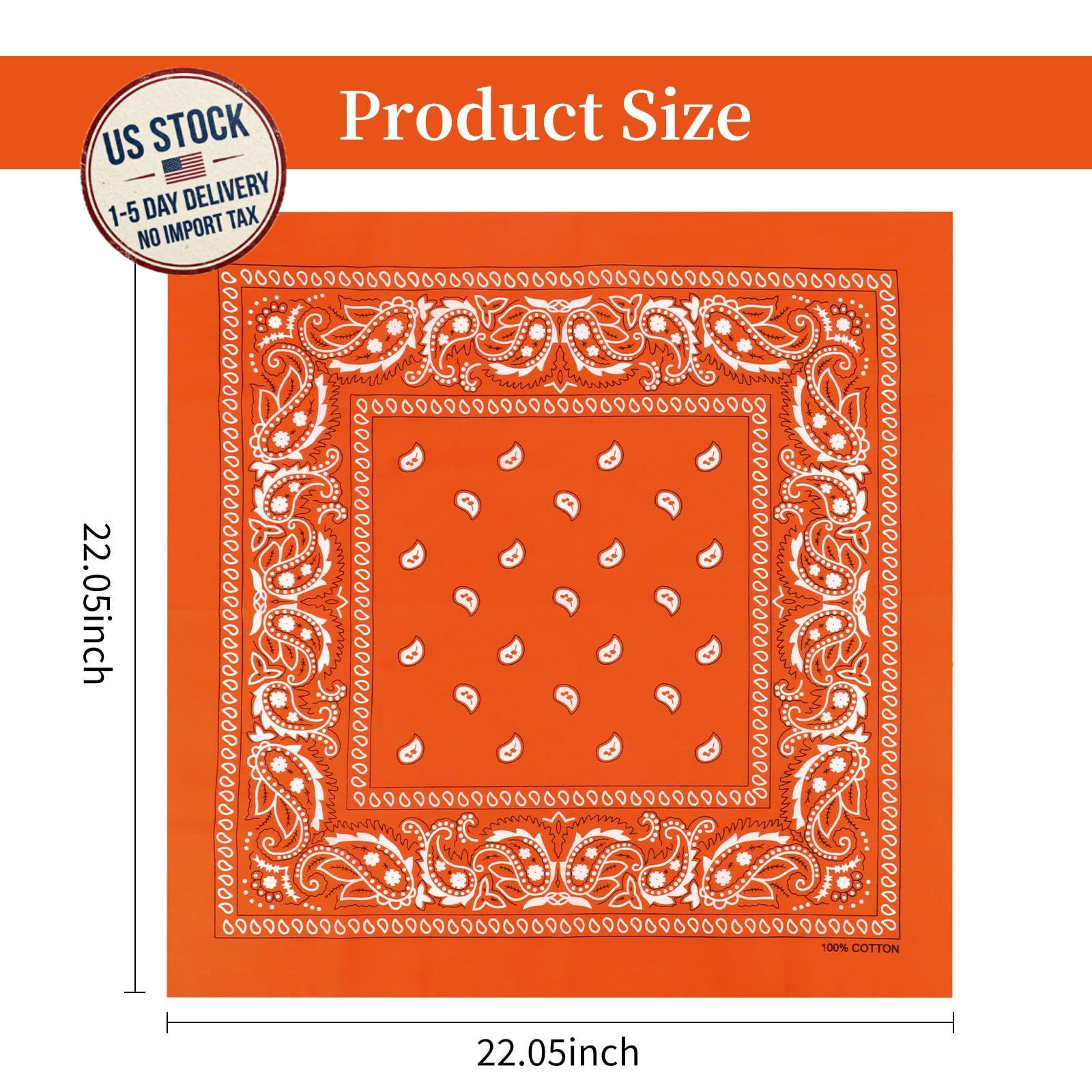 Bandanas 6 Pack 22×22 Cotton Red Black White Western Cowgirl Style Head Scarf