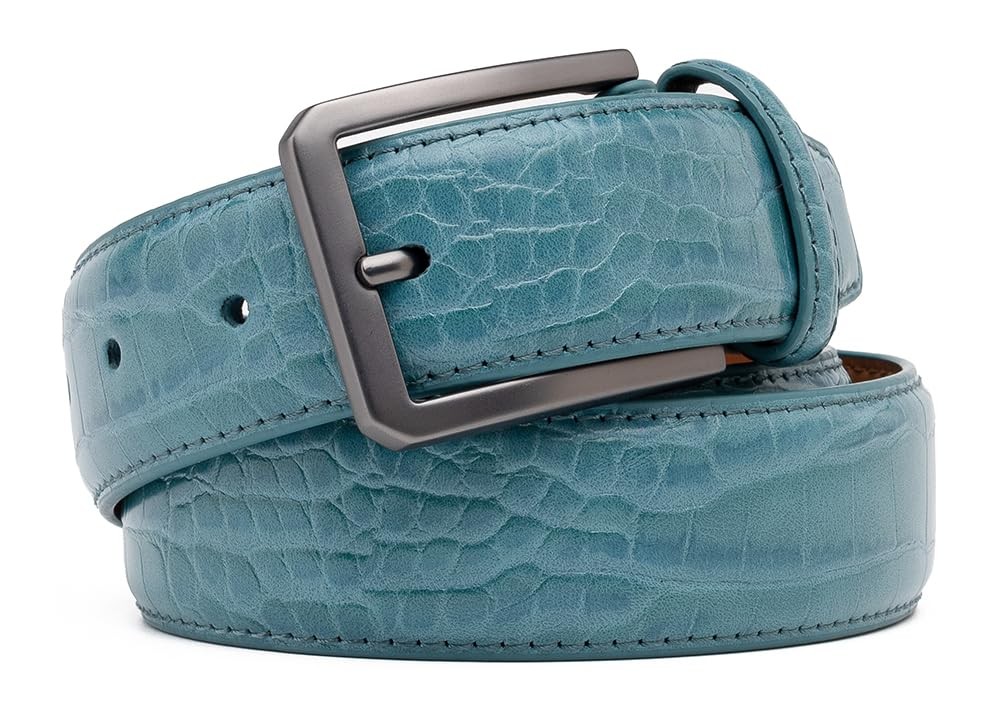 Fabio Valenti Belts for Men,Handmade Genuine Leather Men’s Belt 36/38, Teal