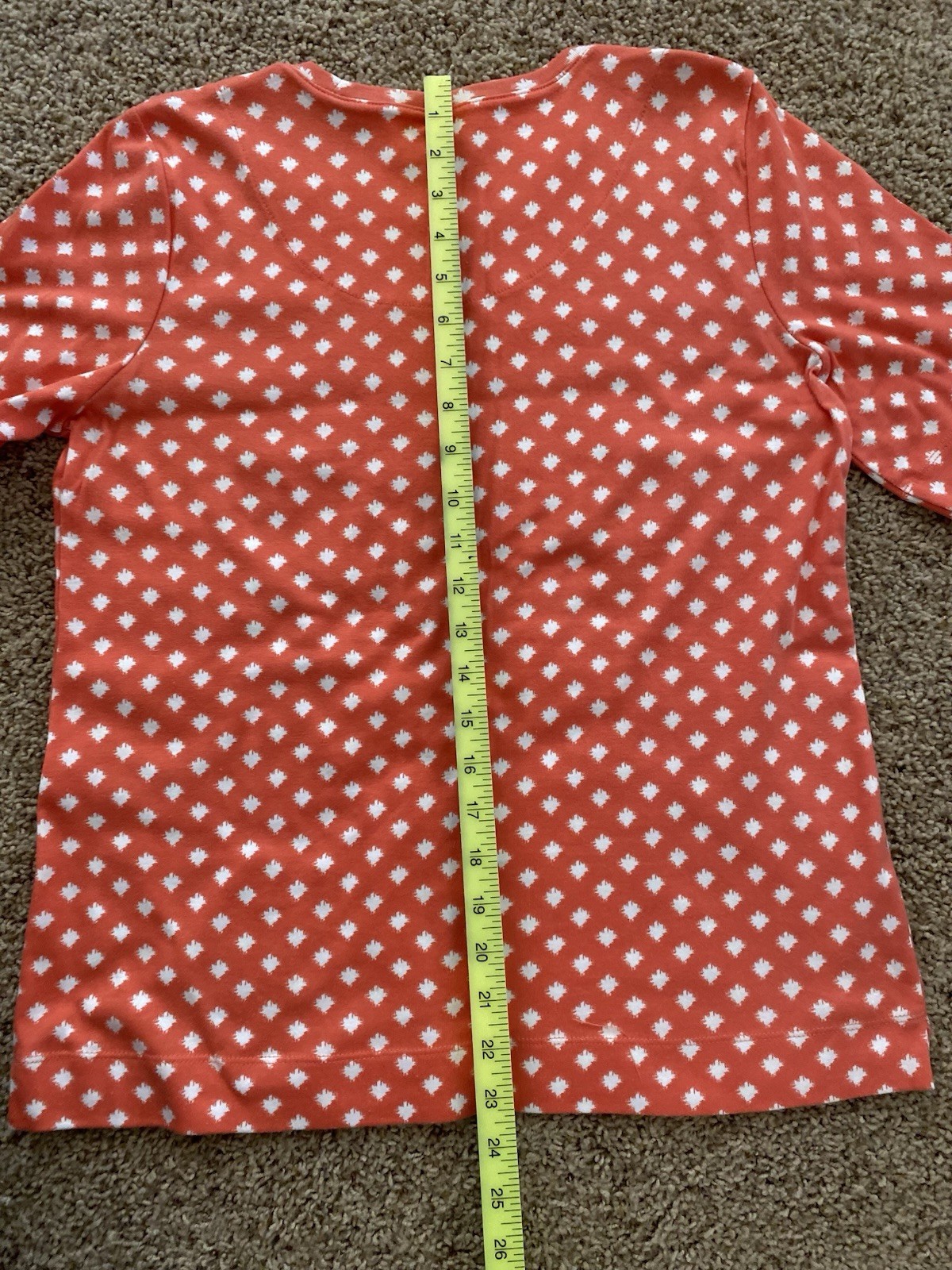 Chico’s e Pima Cotton Checkered Everyday Short Sleeve T-Shirt Size 1 NWT