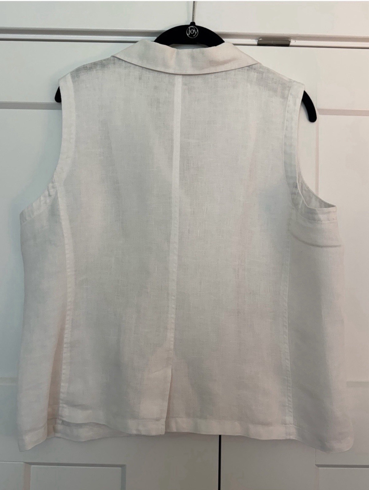 Orvis White 100% Linen Sleeveless Button Front Collared Vest Top – M