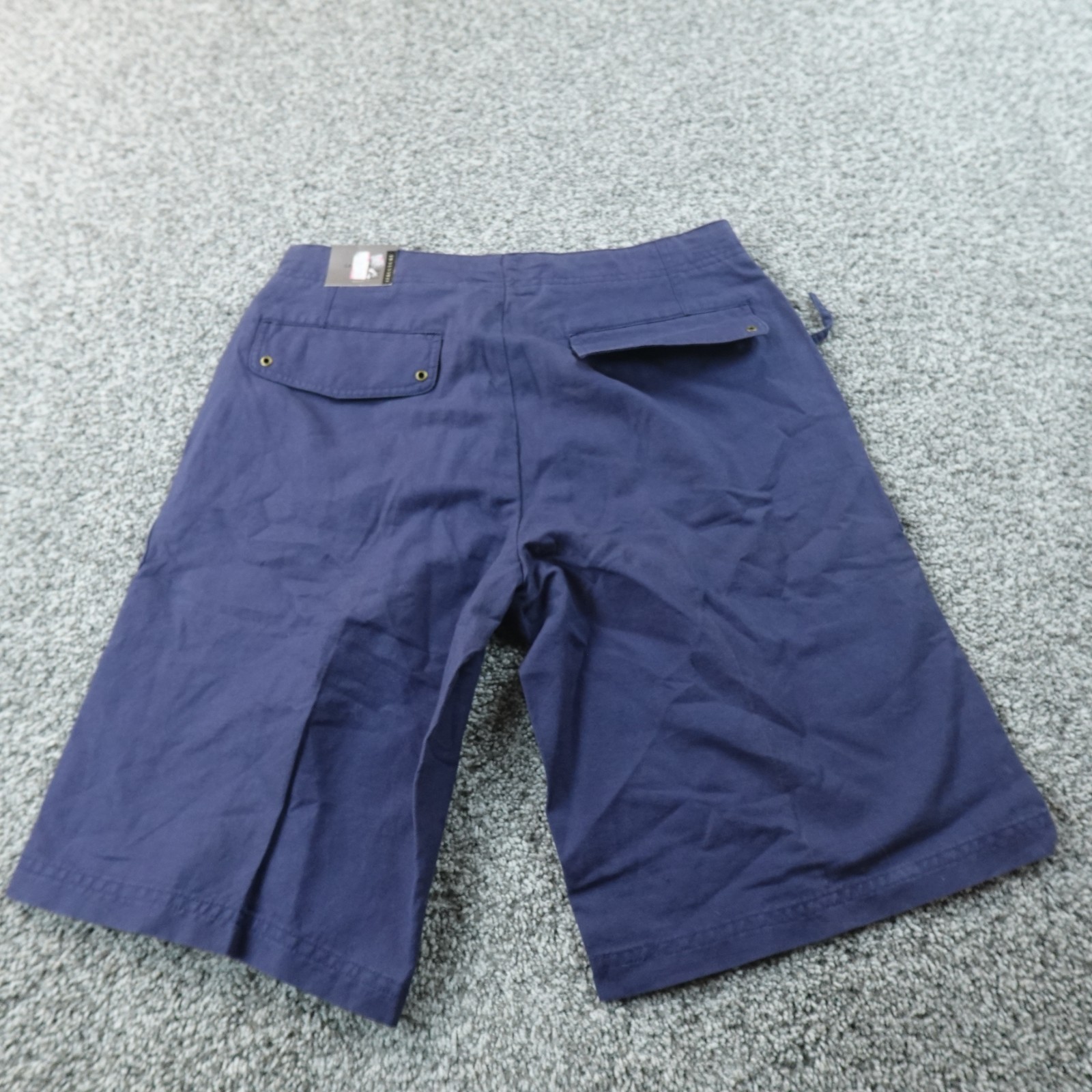 NEW Structure Shorts Mens 30 Blue Linen Chambray Cargo Utility Drawstring Beach