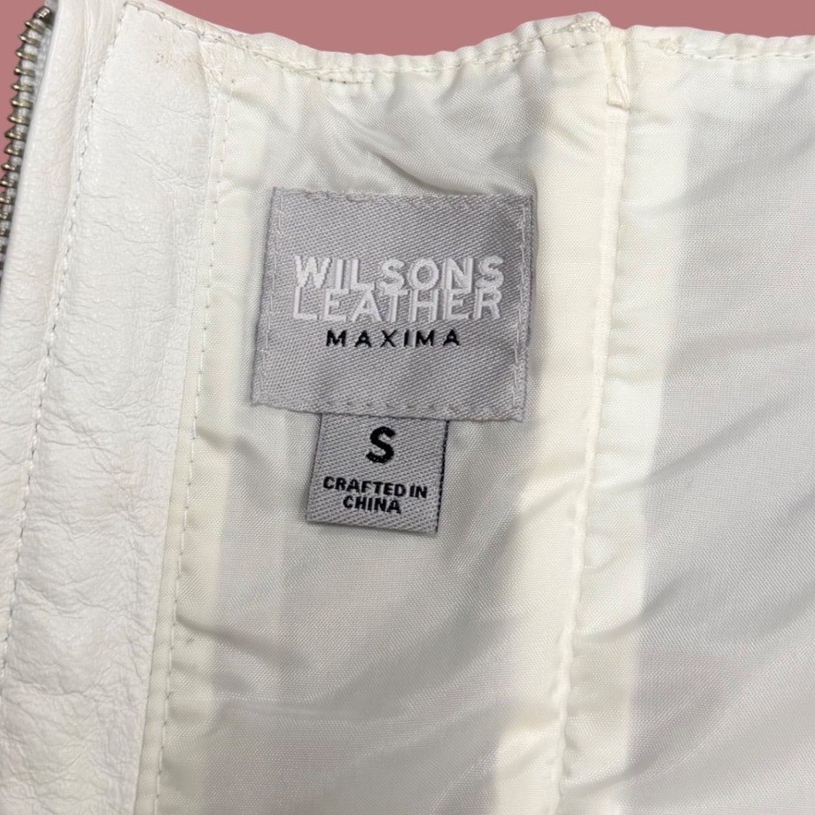 Wilsons Leather Maxima White Leather Halter Top Corset Crop Top Y2K Size S