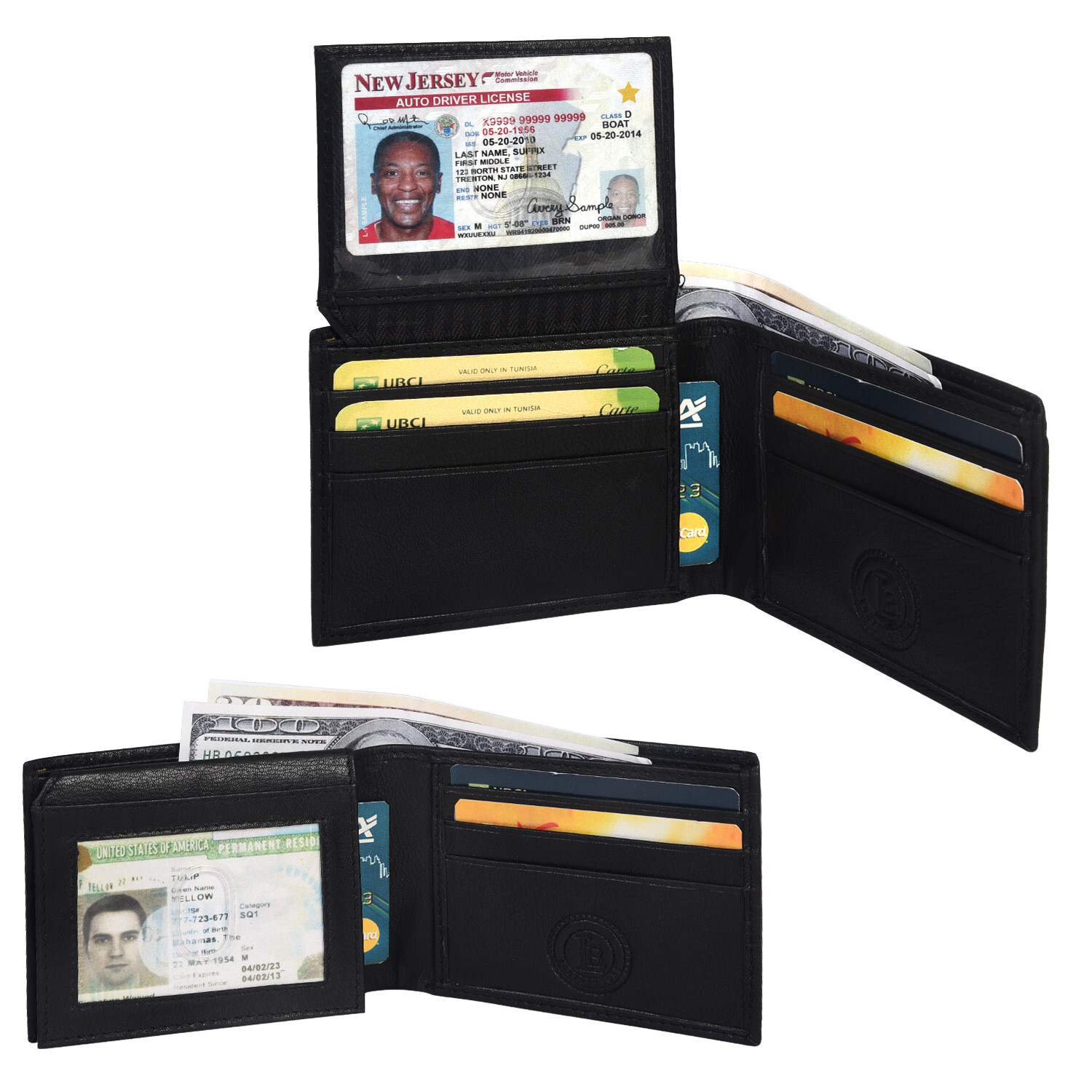 Genuine Leather Minimalist Bifold Wallets For Men RFID Blocking Slim Mens Wallet