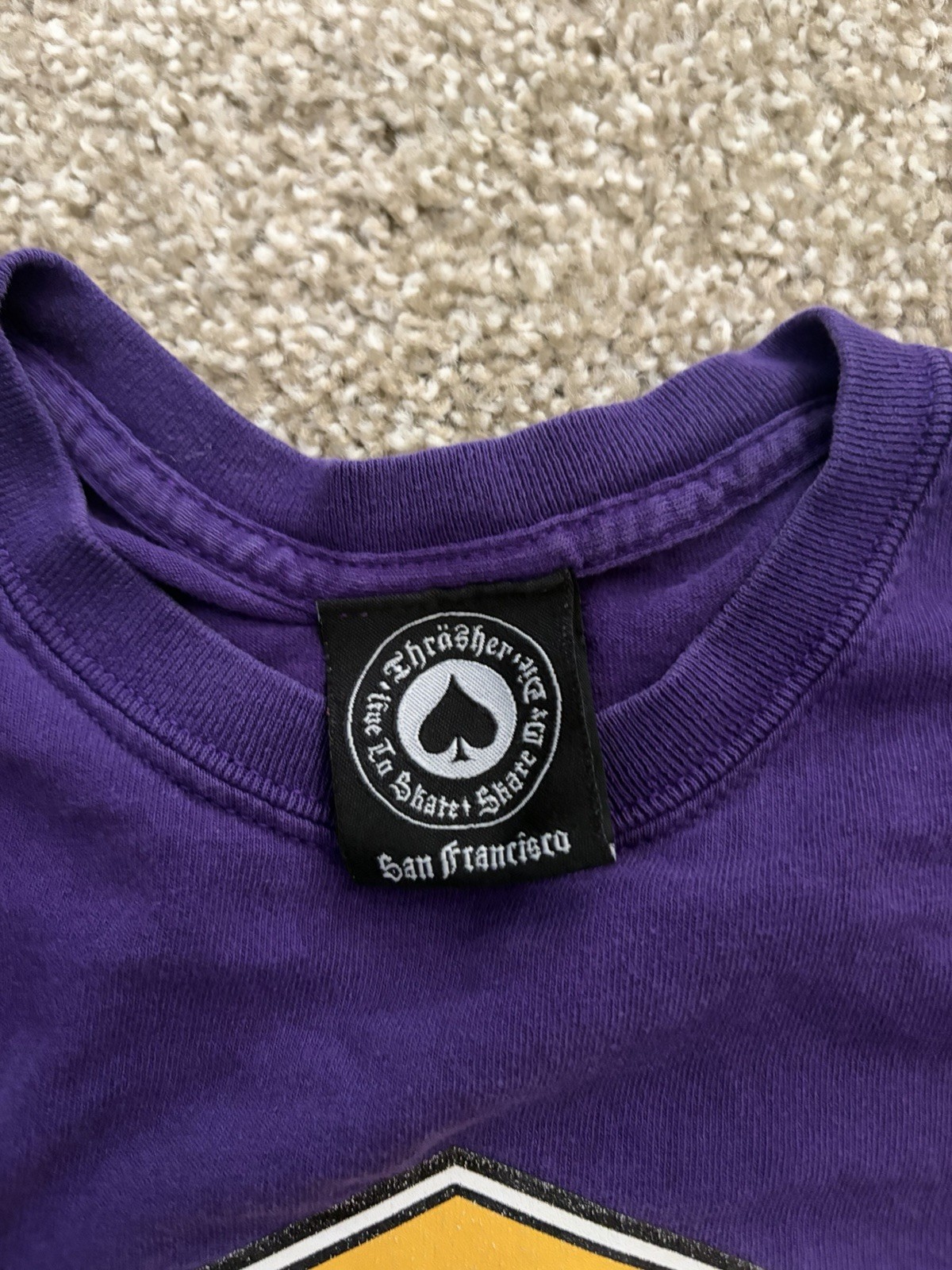 Thrasher Men’s Purple Logo Graphic Print Crew Neck Short Sleeve Tee Size S