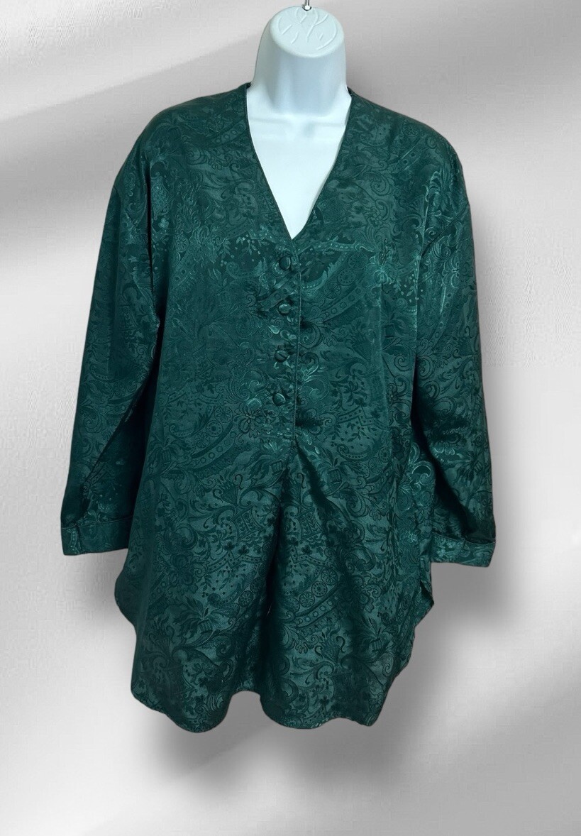 Vintage Victoria’s Secret Gold Label Green Silky Nightgown Sz Small Sleepshirt