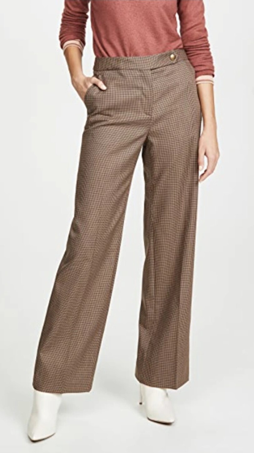 NWOT Coach Women’s Brown Wool Blend Check Trousers Pants Size 0