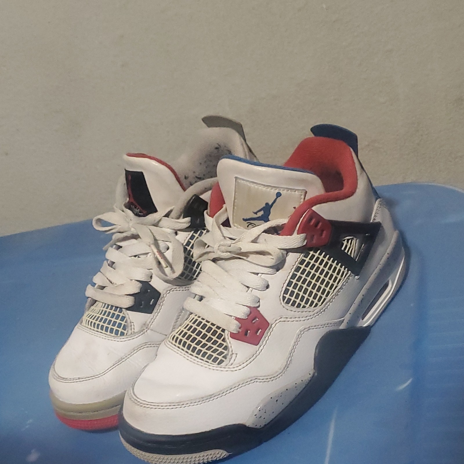 Jordan Air Jordan 4 Mid Top Colorblock Leather Basketball Sneakers