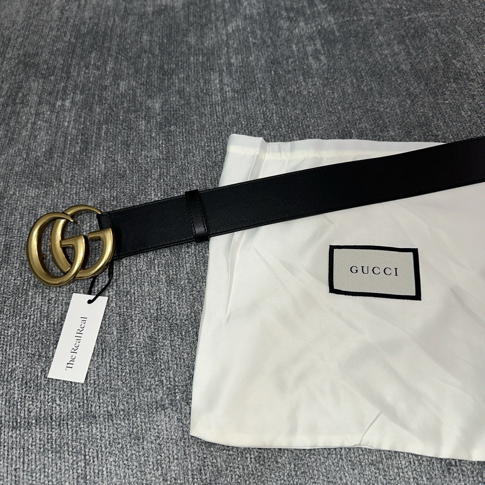 Authentic Gucci Black Leather GG Belt, Size 75cm Women 0-2