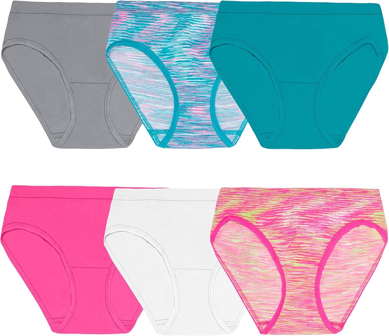 Fruit of the Loom Girls Underwear Size 6-8 Hipster – 6 Pack Assorted Seamless