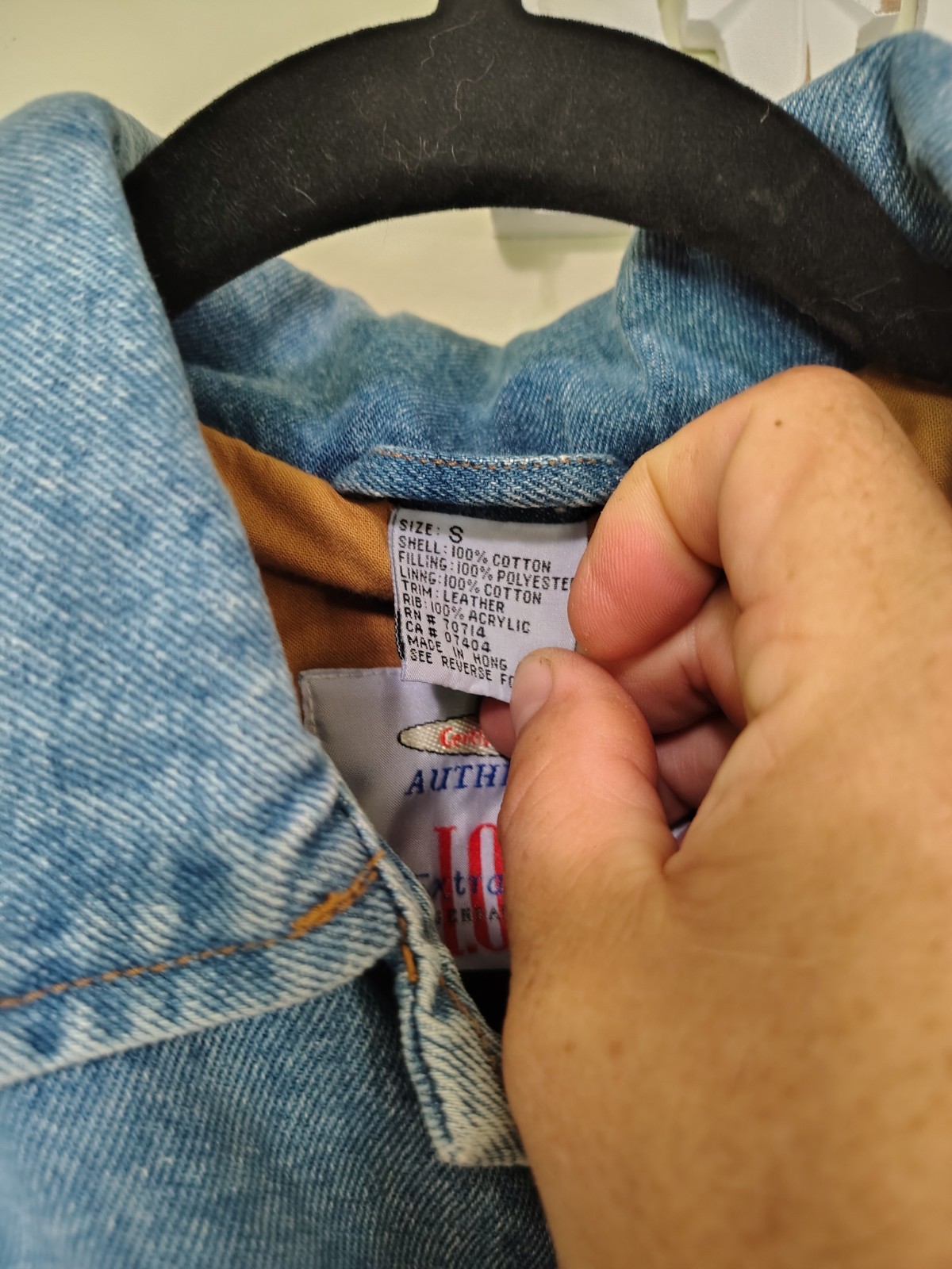 IOU Legendary Denim International Collection Vintage Jean Jacket Leather Trim Sm