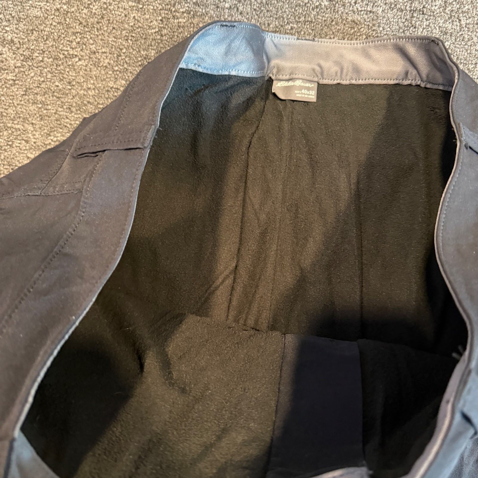 Eddie Bauer Men’s Tech Pant 40×32 Fleece Lined 2-Way Stretch Black