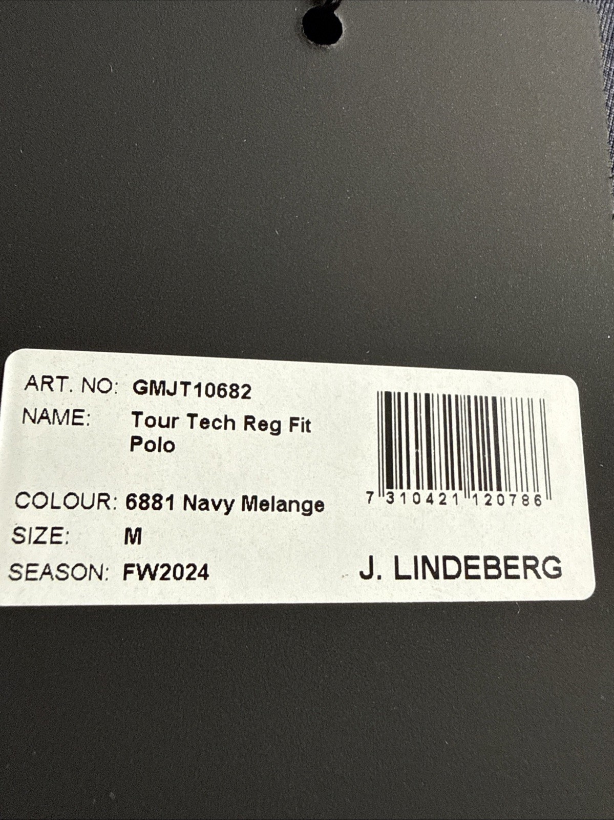 J. LINDEBERG TOUR TECH REGUAR FIT POLO MEN’S MEDIUM NAVY MELANGE GOLF NEW
