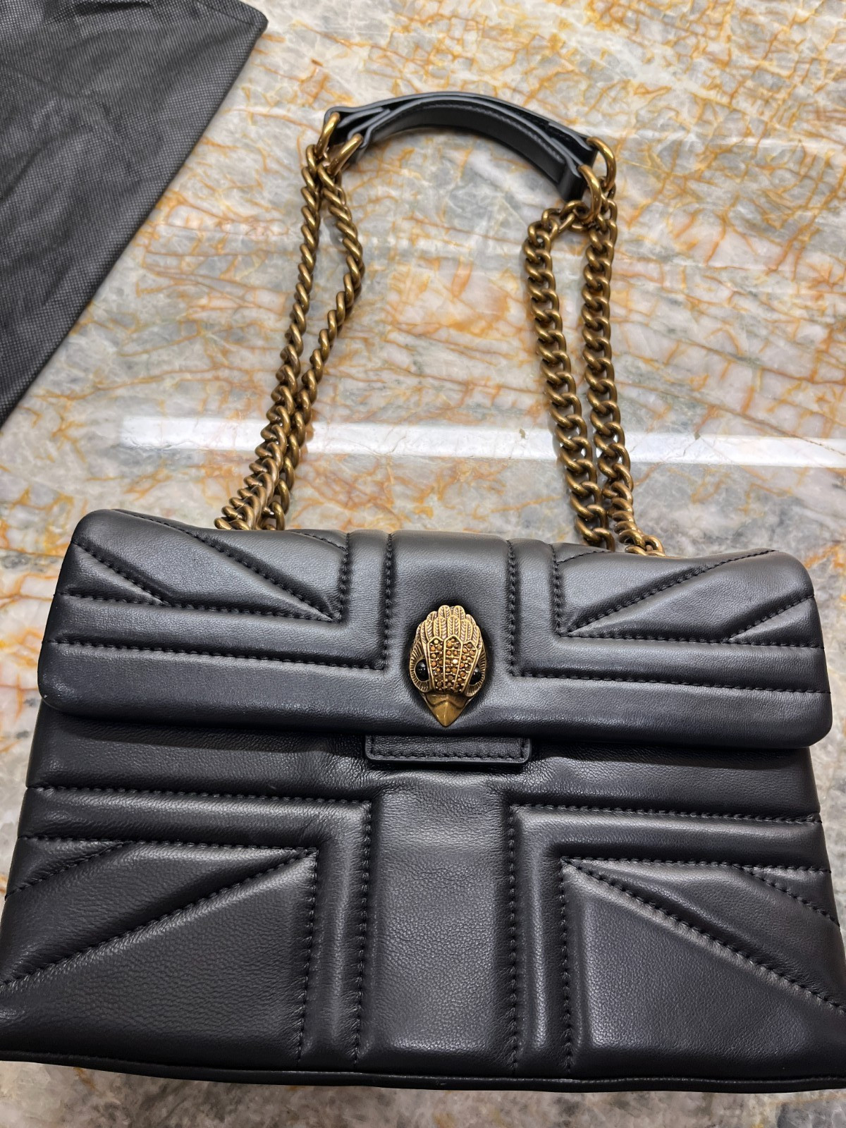 kurt geiger preowned black leather quilted kensington two way handbag/ crossbody