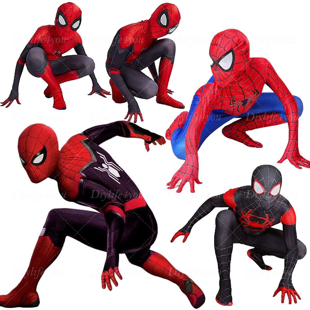 Kids Spider-Man Boy Miles Morales Tobey Maguire Outfits Jumpsuit Cosplay Costume