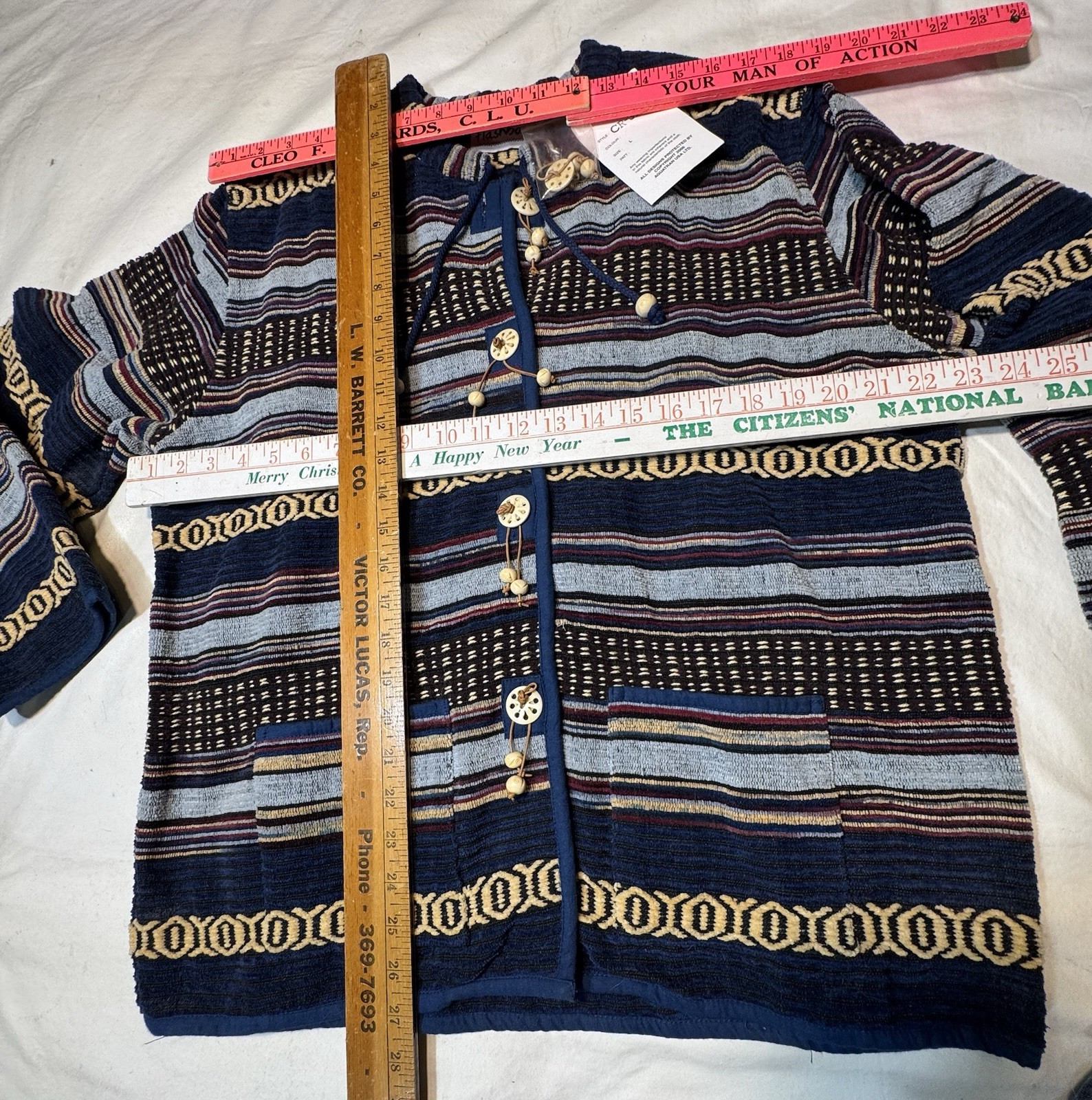 Flashback Vintage Aztec Blazer Jacket Western Button Cotton Tapestry Womens M