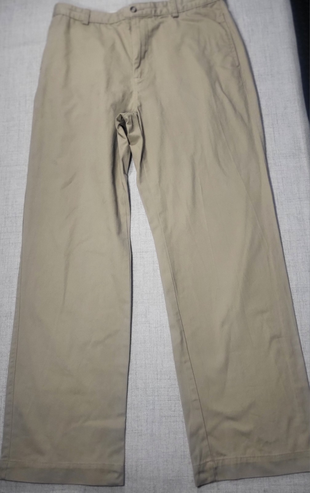 Boca Classics Beige Cotton Twill Chino Pants Classic Fit Flat Front Straight 34