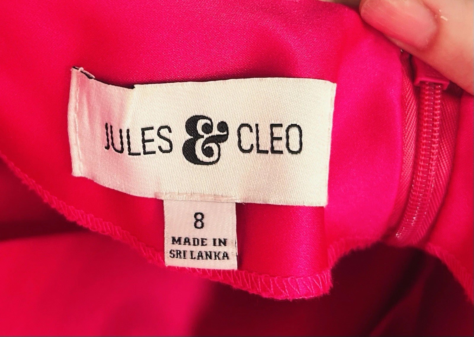 Jules & Cleo Pink Solid V-Neck Spaghetti Strap Long Maxi Dress Women’s 8