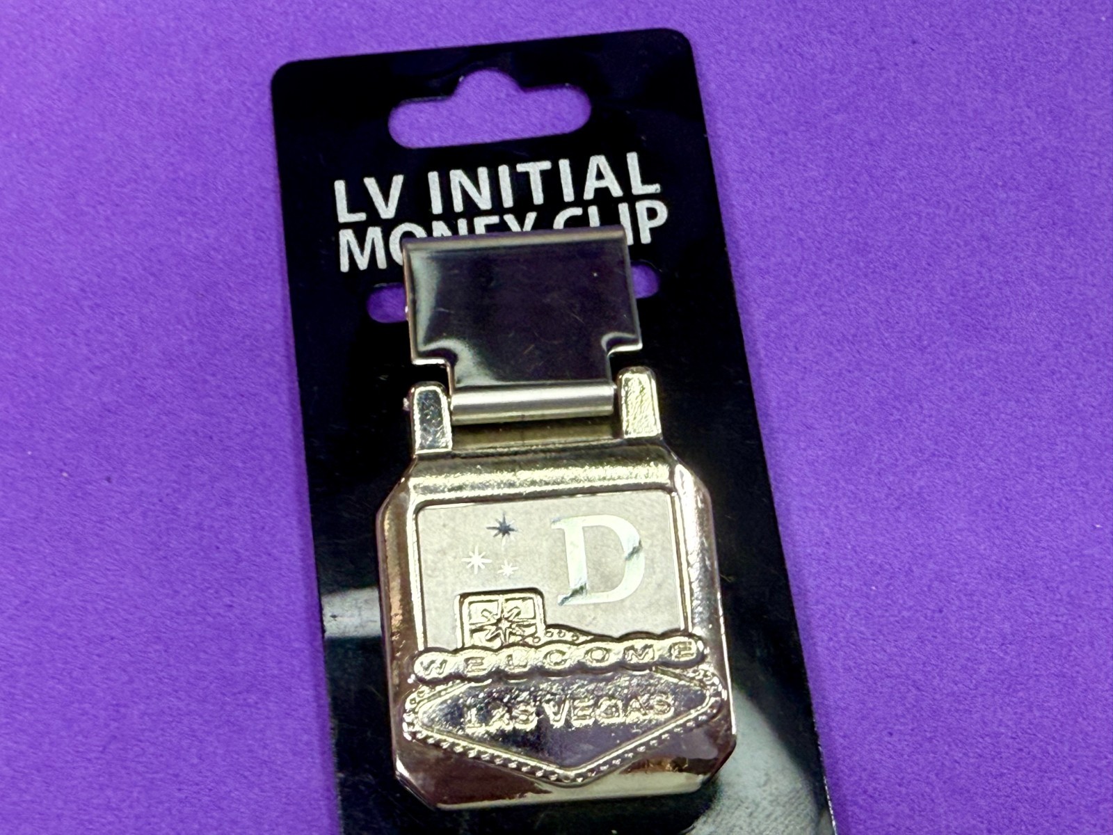 Custom Initial Letter D Las Vegas Souvenir Sign Money Clip Bill Holder