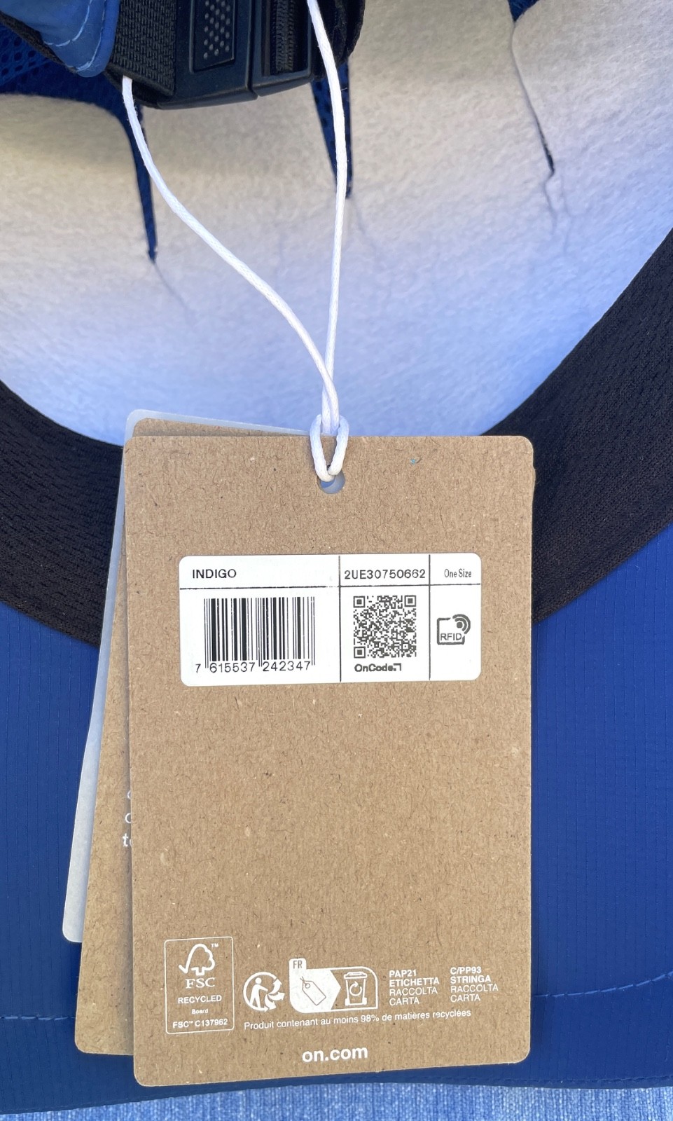 ‘On Cap’ Indigo $45 Classic style cap All-day wear, Moisture-wicking, Adjust Fit