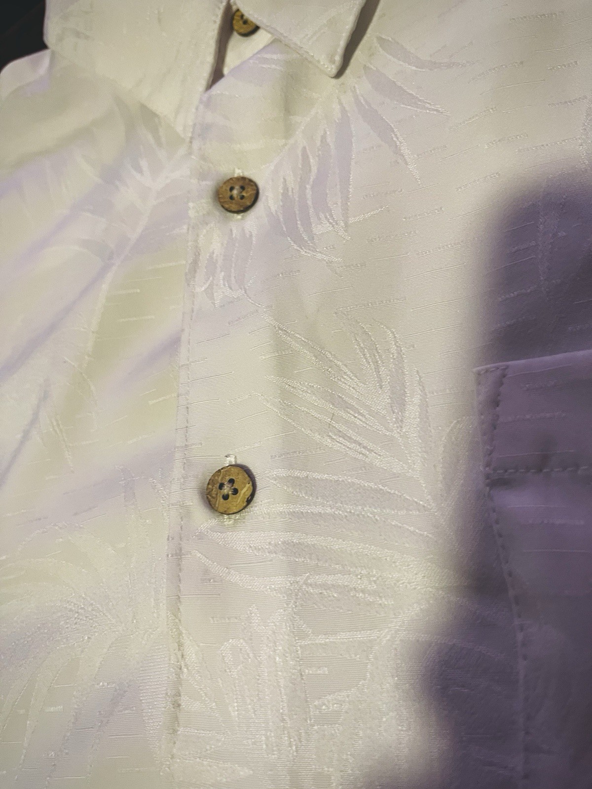 XL Cubavera White/ White Floral Short Sleeve Button Down With Collar
