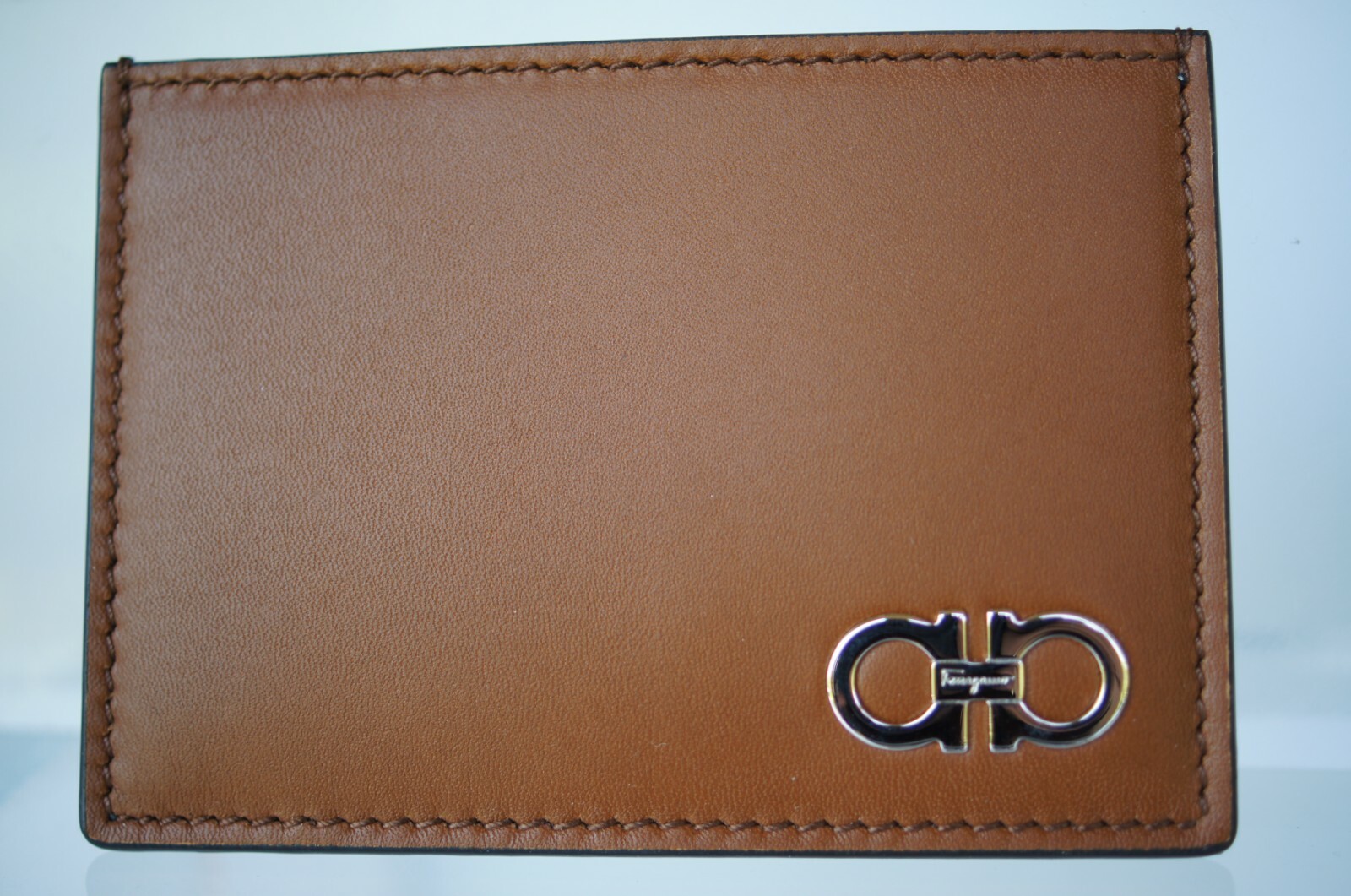New Salvatore Ferragamo Men’s Wallet Credit Card Holder Brown Logo