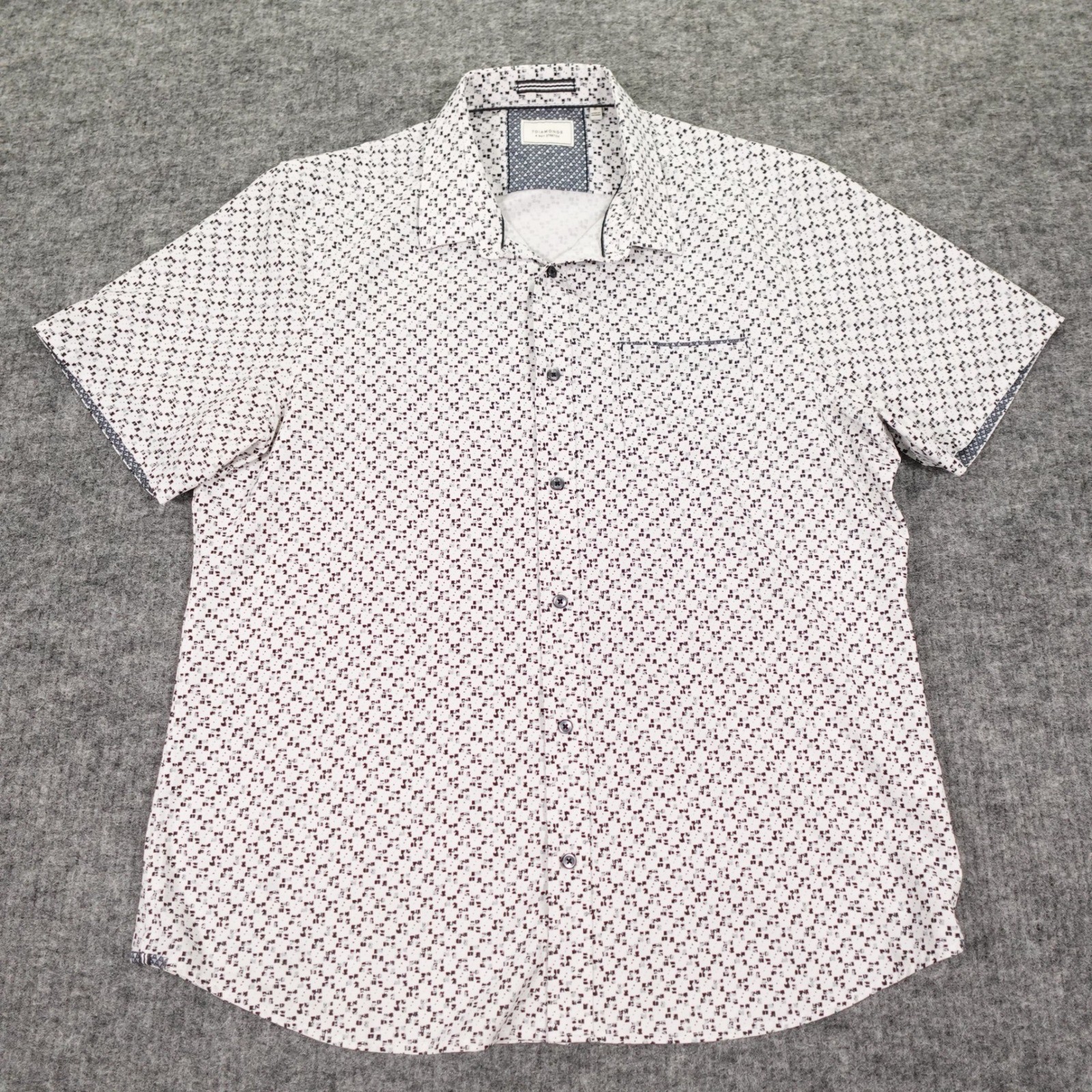 7 Diamonds Freedom Train Shirt Mens XL 4 Way Stretch Short Sleeve Button Down