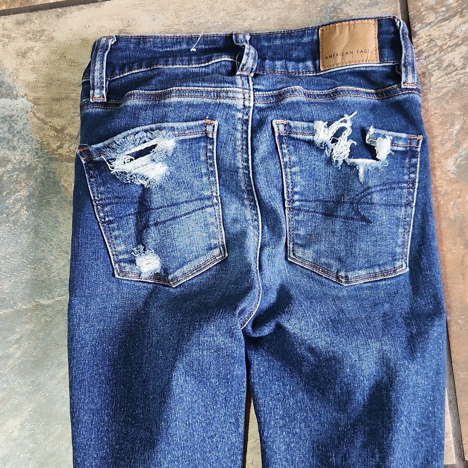 American Eagle Ne(x)t Level Stretch Dark Wash Distressed High Rise Skinny Jeans
