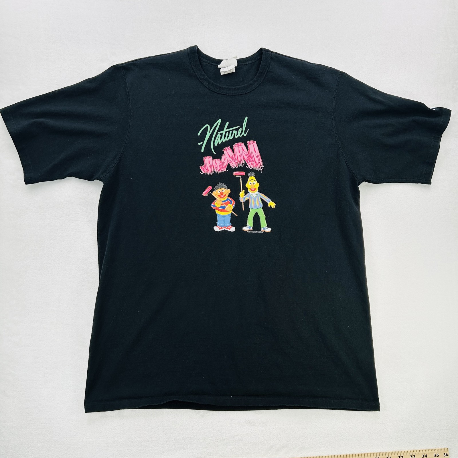 Sesame Street Shirt Mens 2XL Black Naturel Bert Ernie Champion Tee Y2K Collab