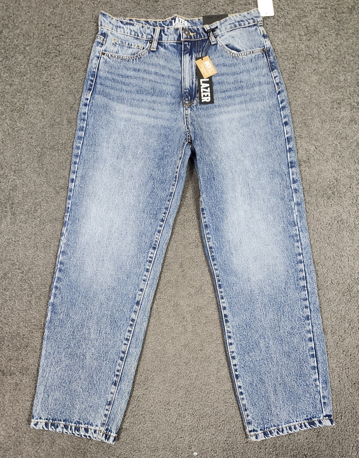 Men’s Straight Jeans 31 x 30 Loose Fit Lazer Blue Denim 5 Pockets 100% Cotton